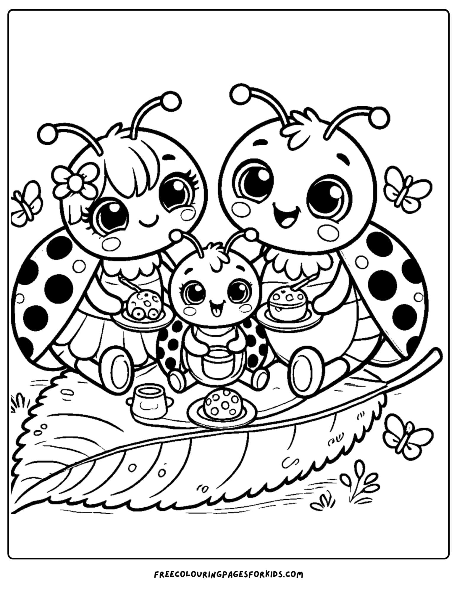 ladybug family coloring page