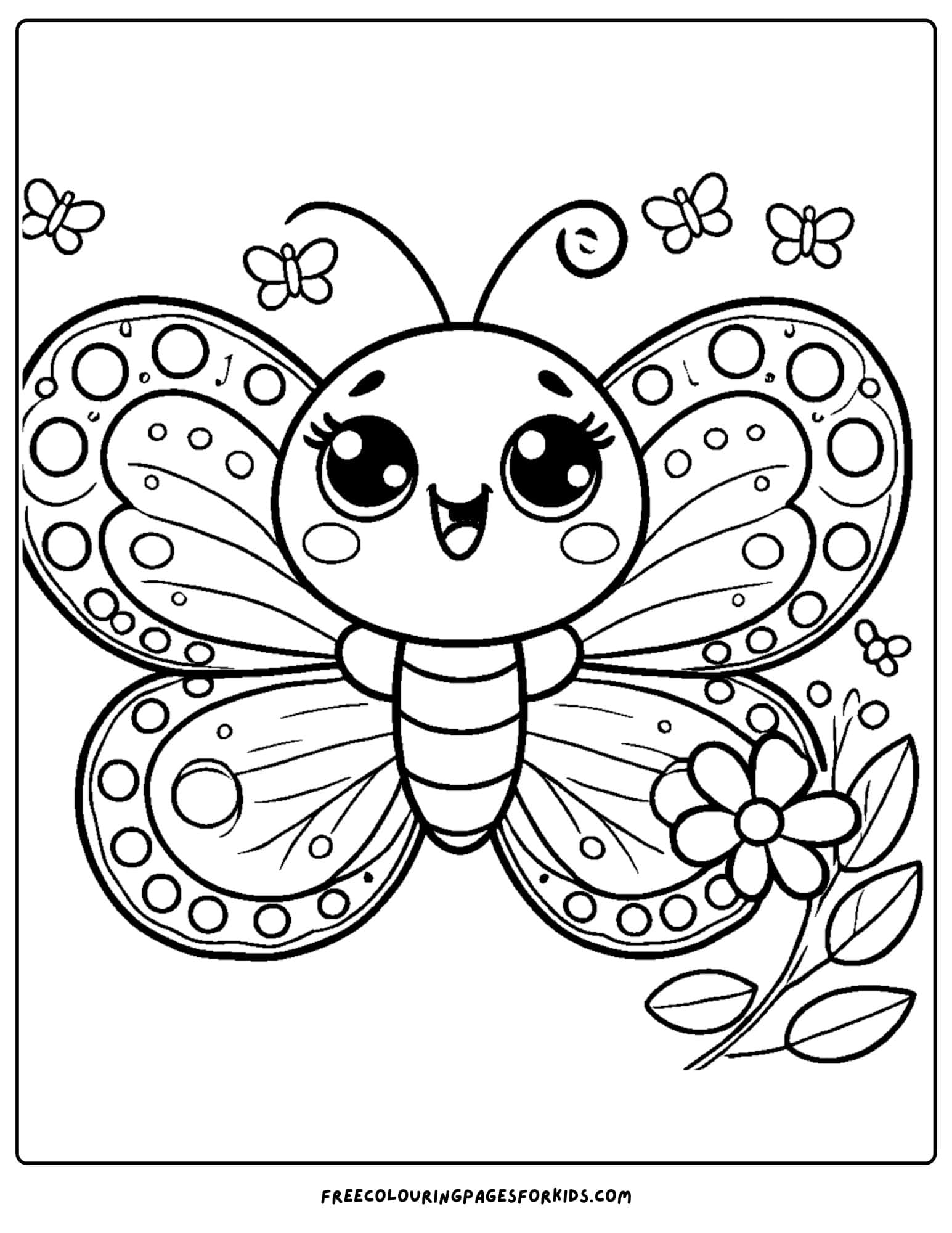 a smiling butterfly coloring page