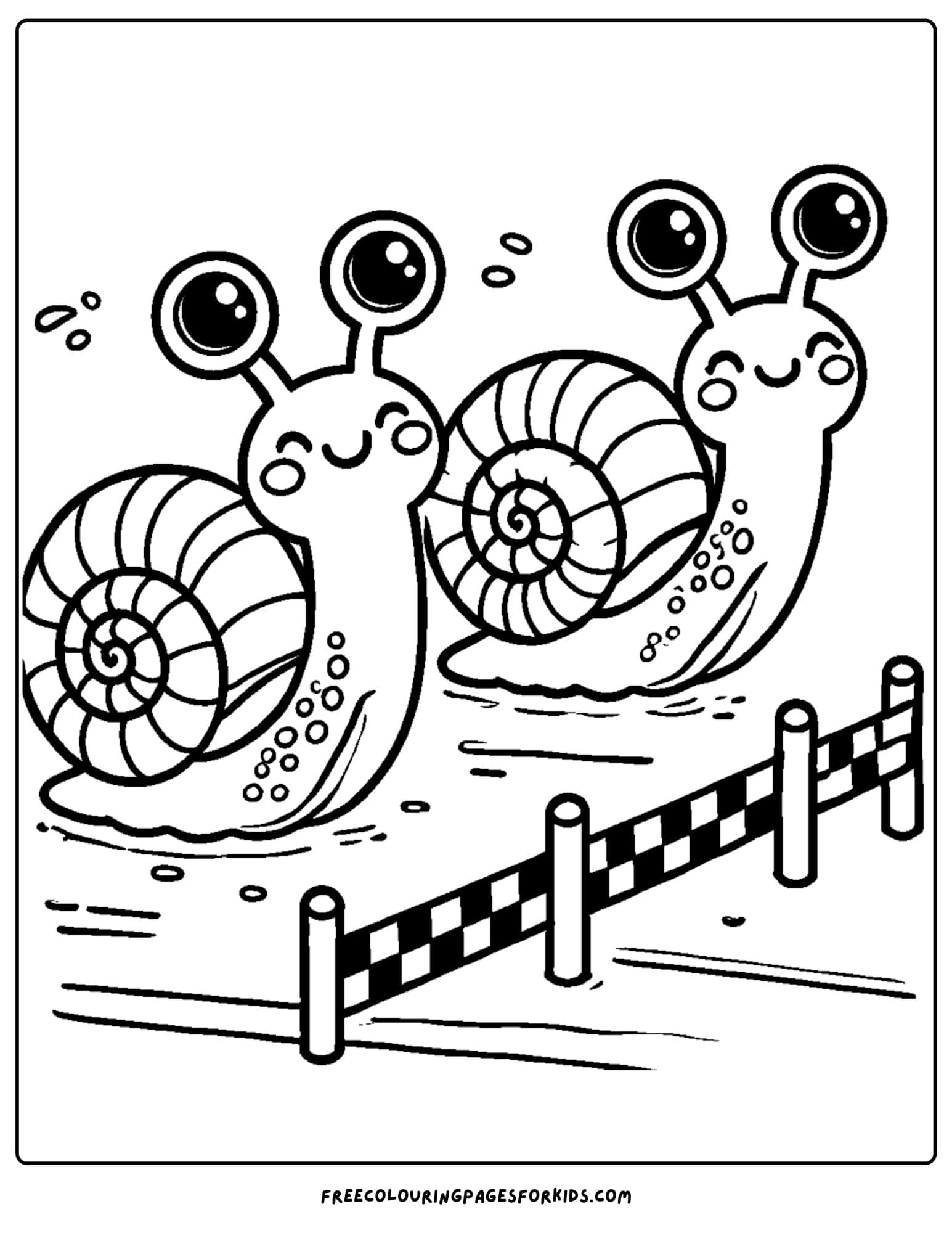 snails racing coloring page