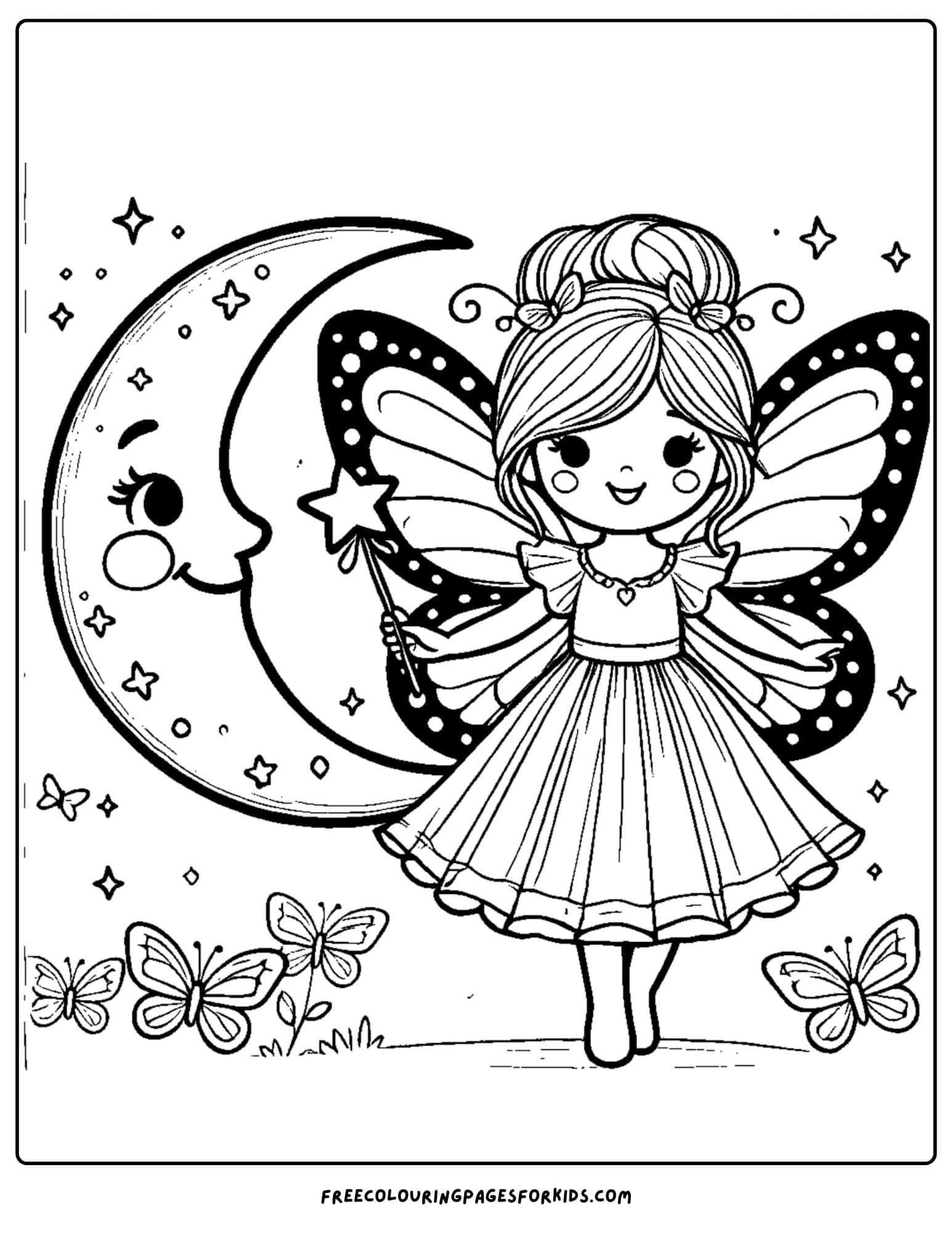 fairy and the moon coloring page