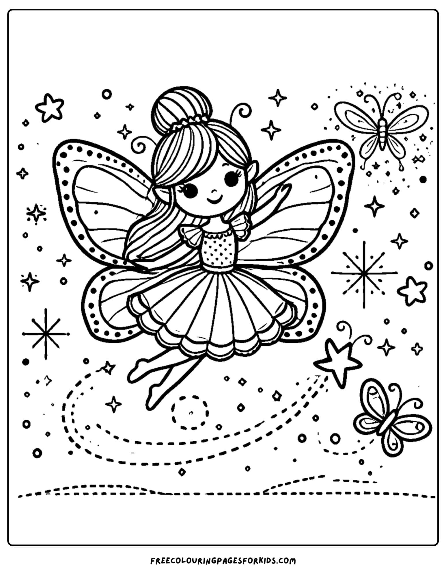 fairy flying in the sky coloring page