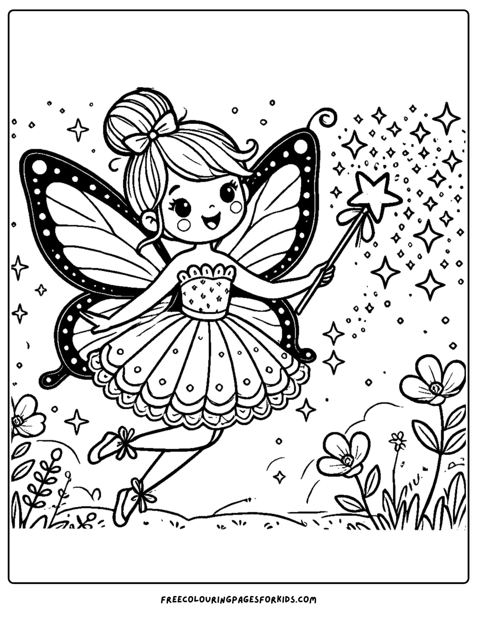 fairy holding a magic wand coloring page