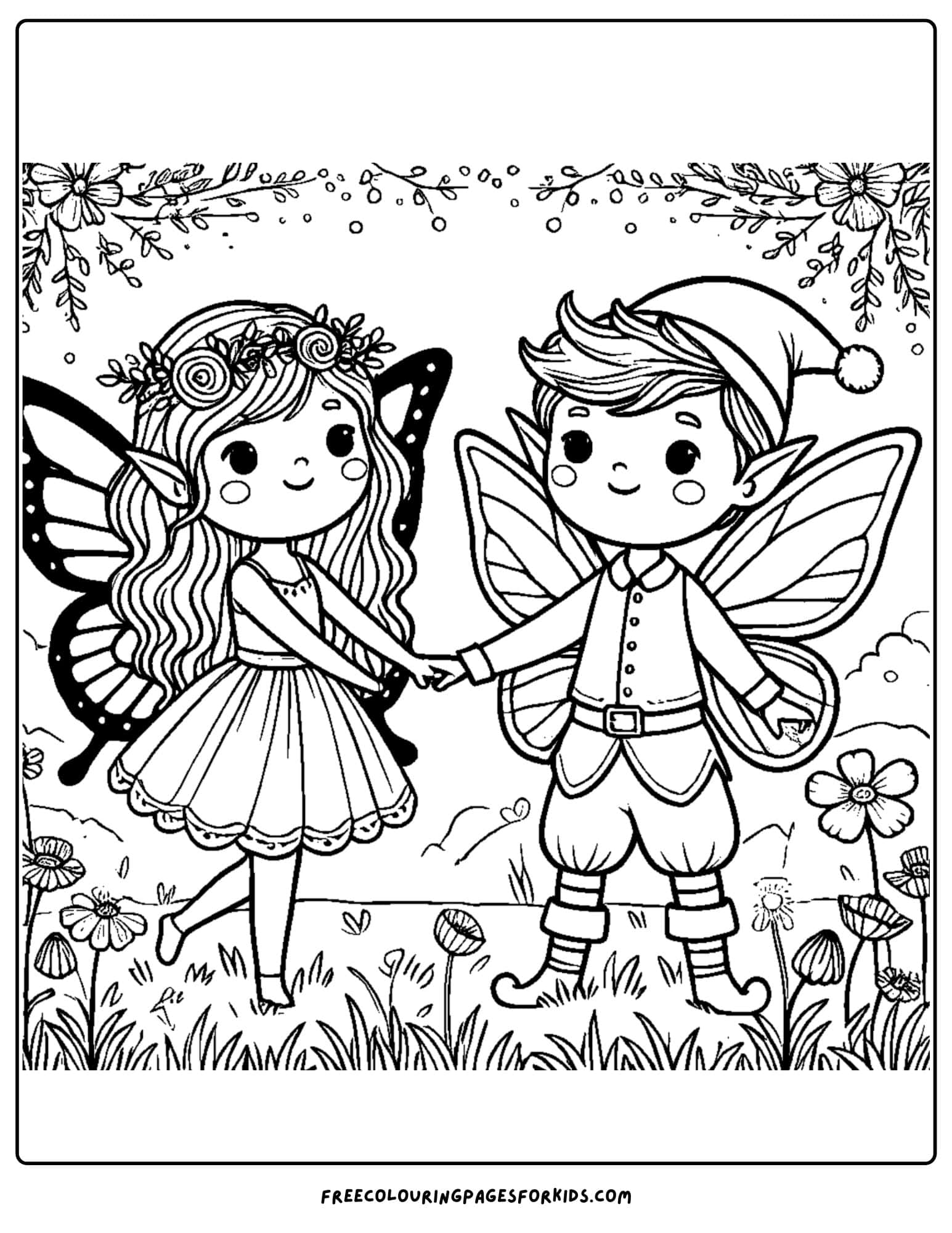 fairies together coloring page