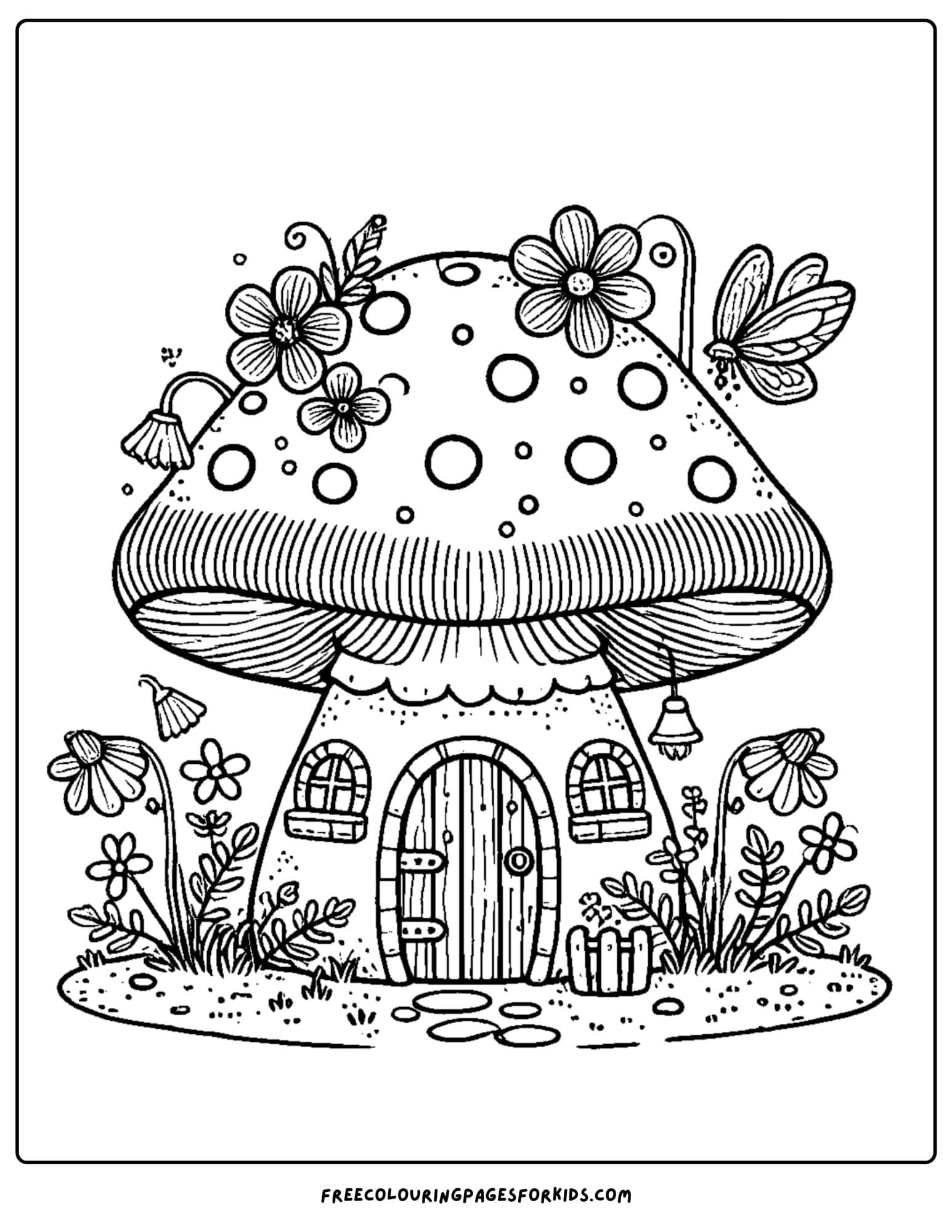 fairy mushroom house coloring page