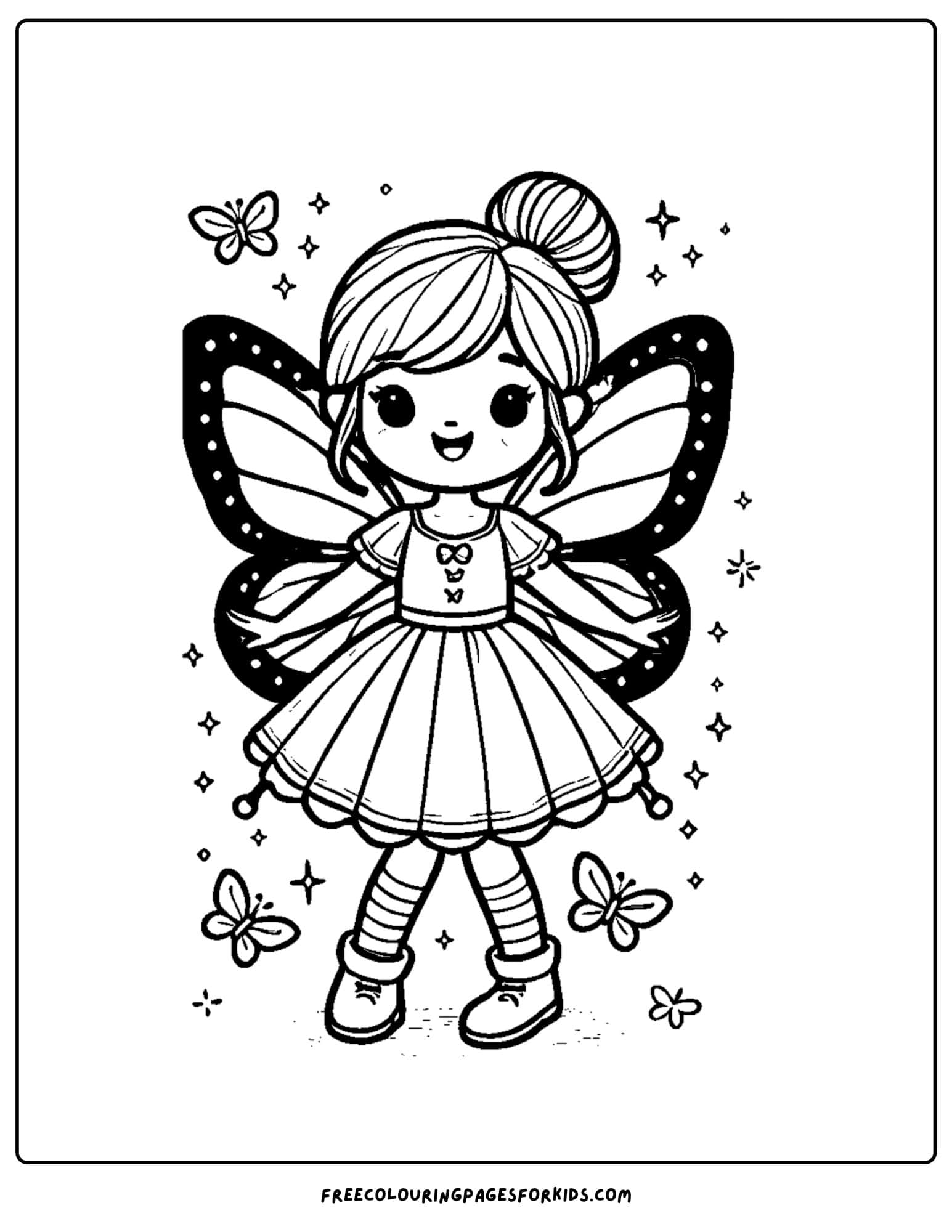 fairy standing with wings coloring page