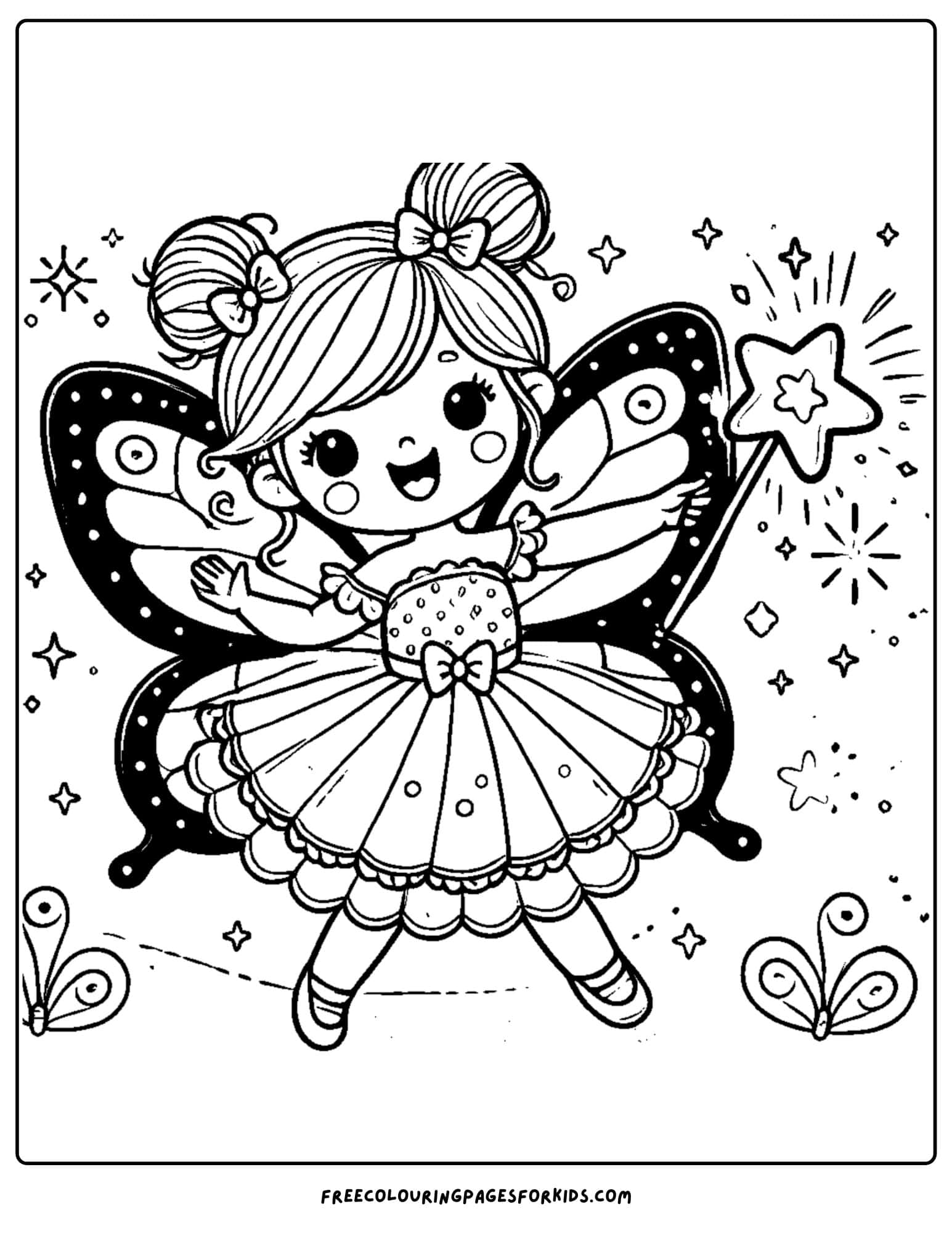 fairy waving with a wand coloring page