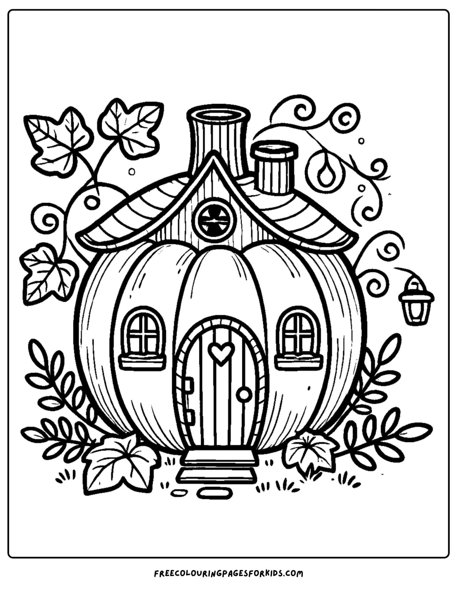 pumpkin house coloring page