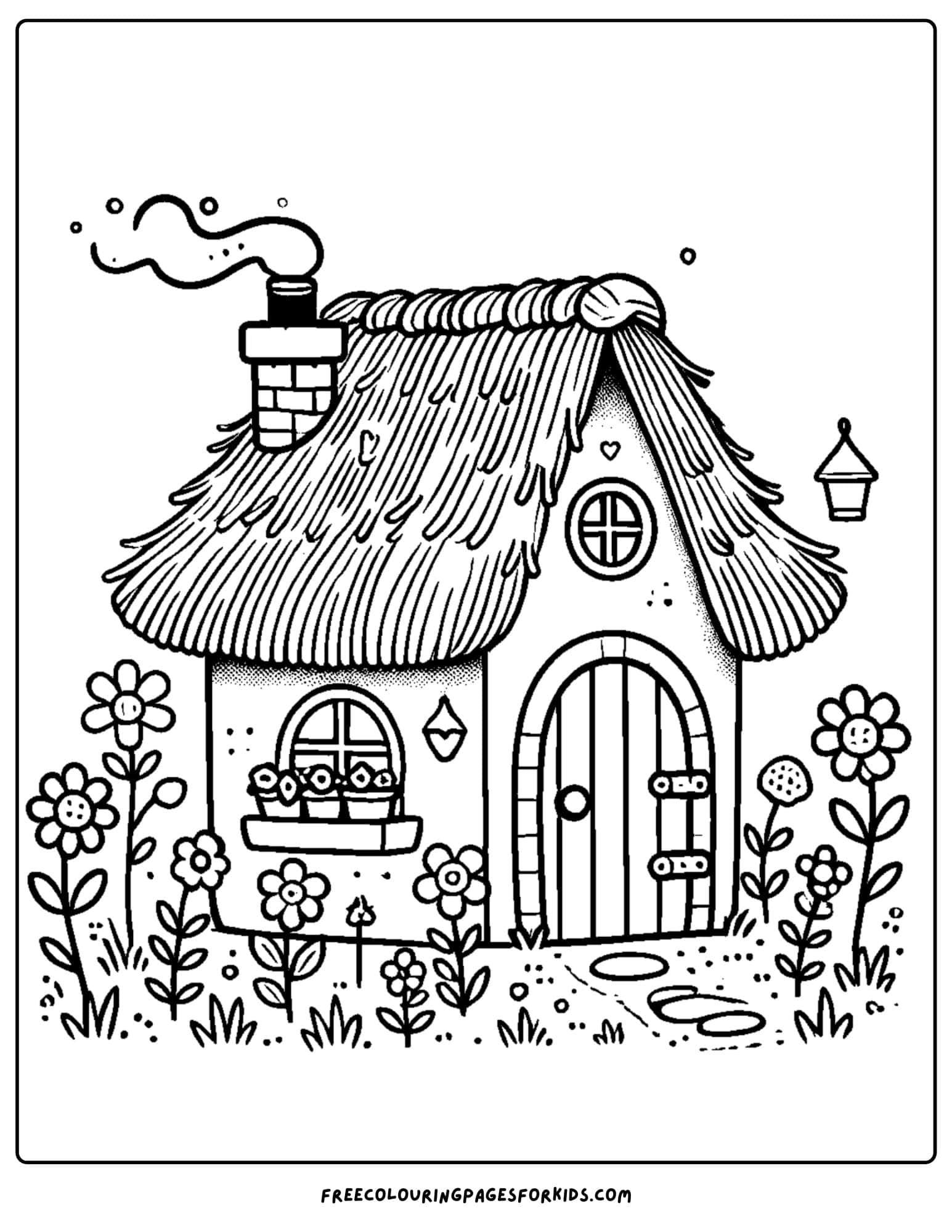 cozy cottage house coloring page