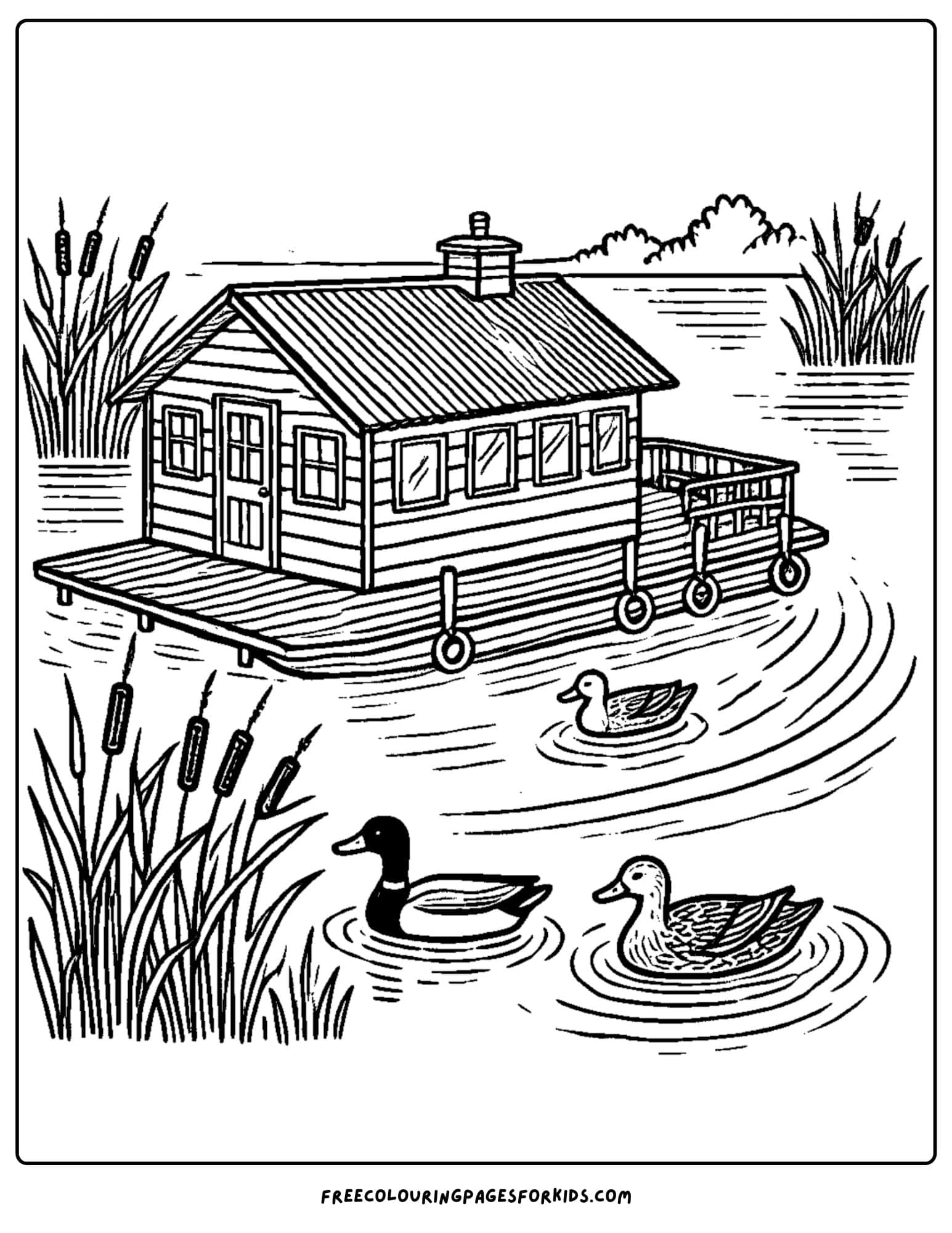 house boat coloring page