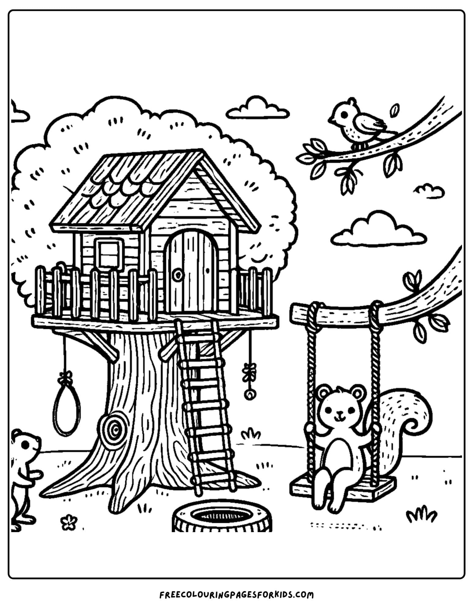 tree house coloring page