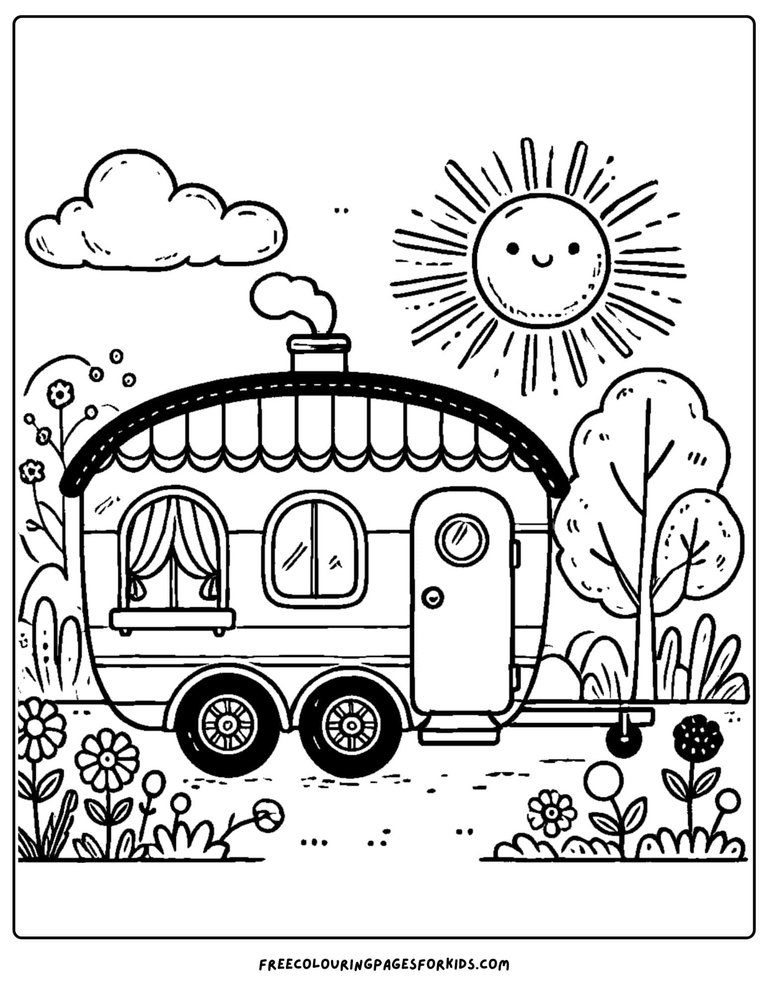 caravan house coloring page