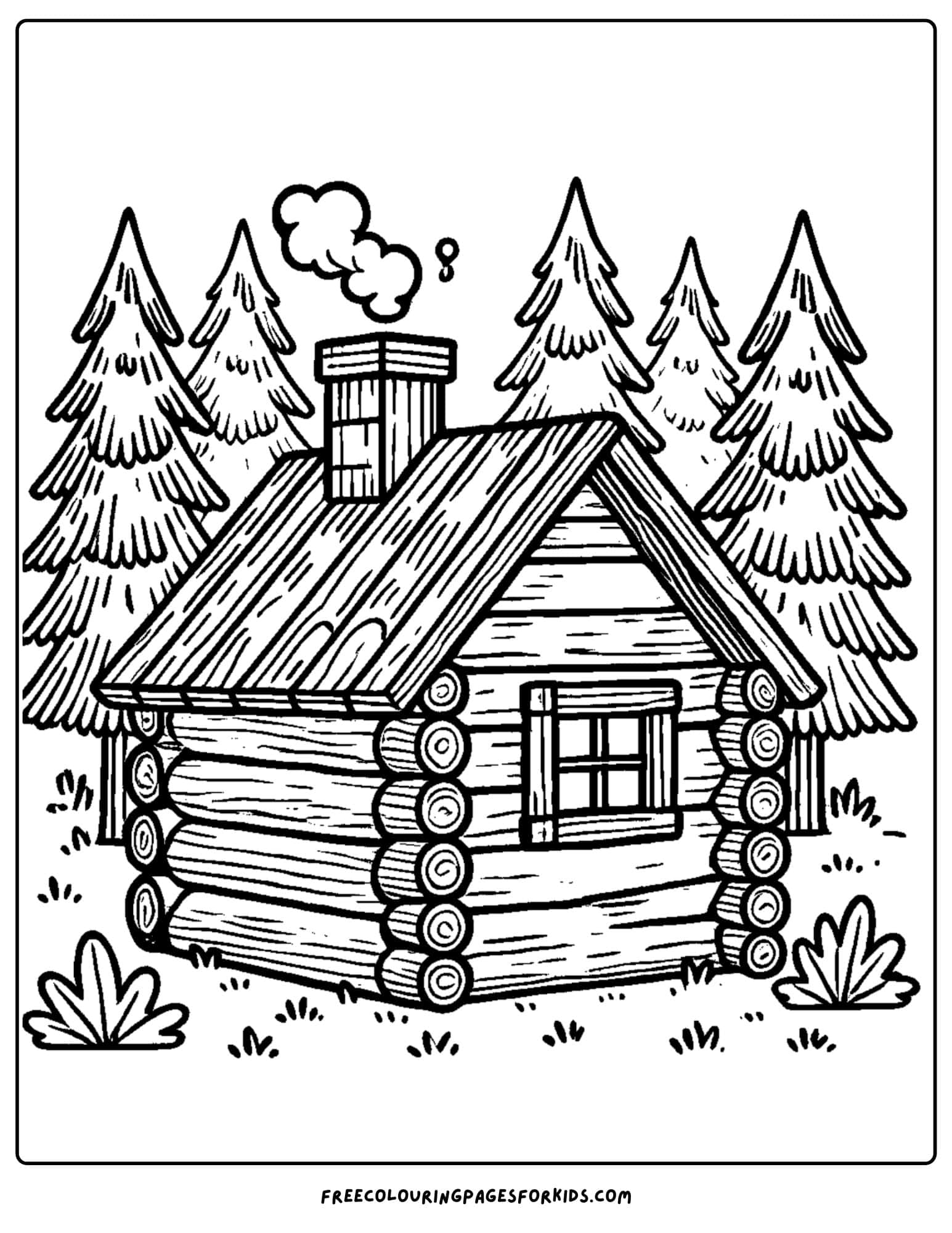 log cabin house coloring page