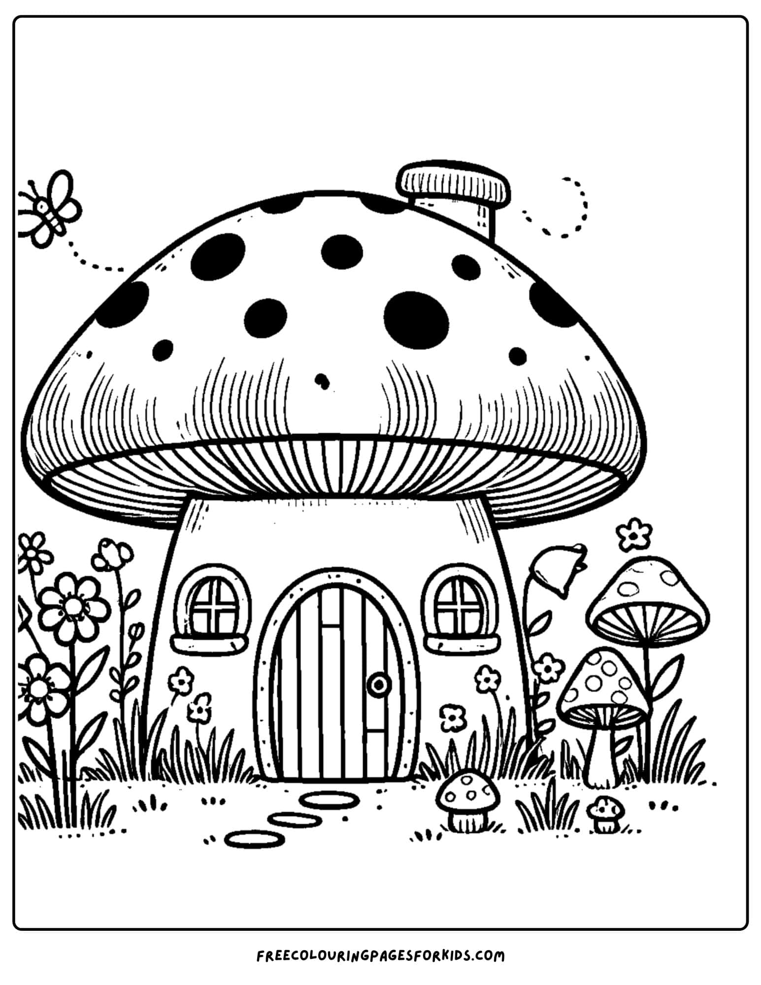 magic mushroom house coloring page