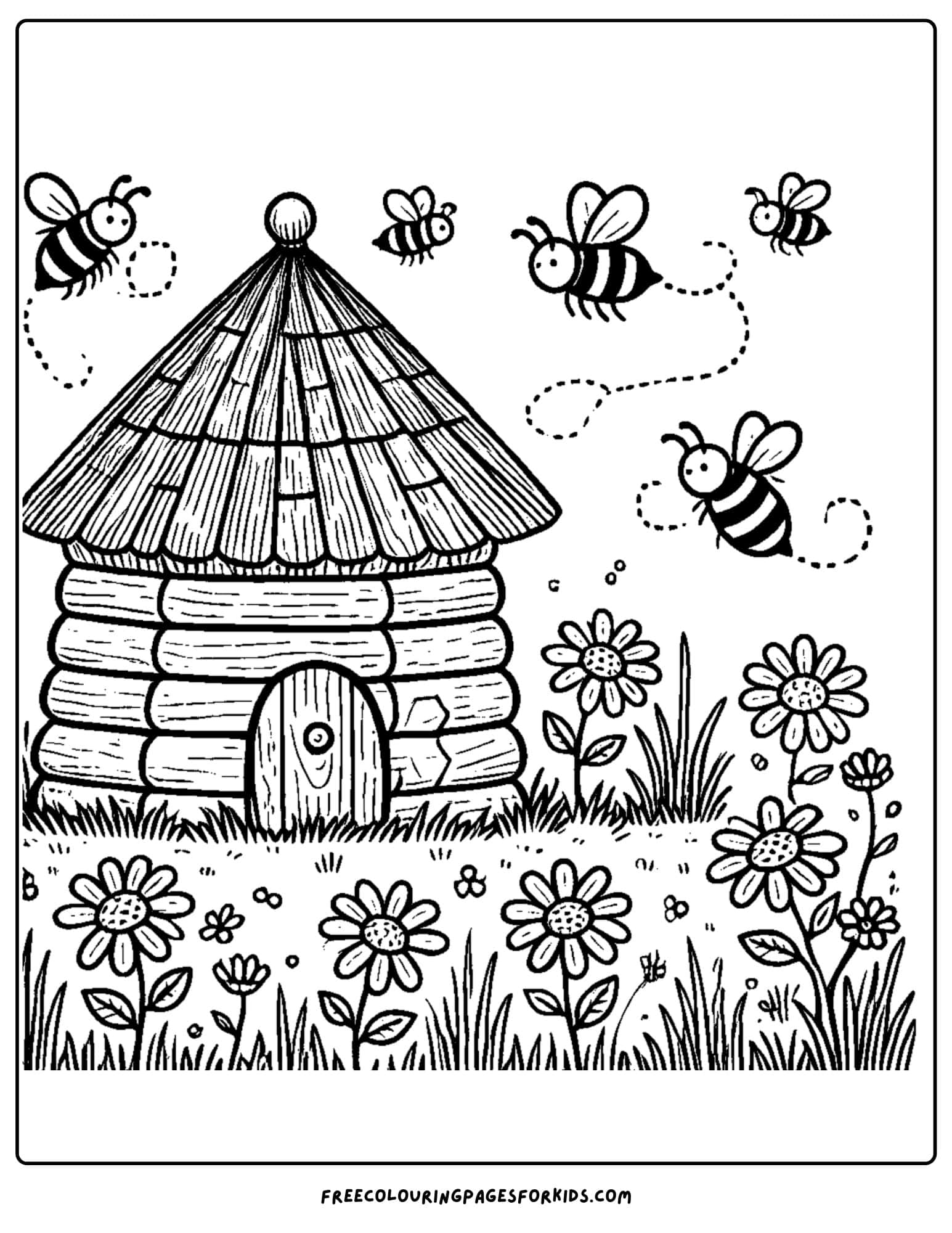 bee hive house coloring page