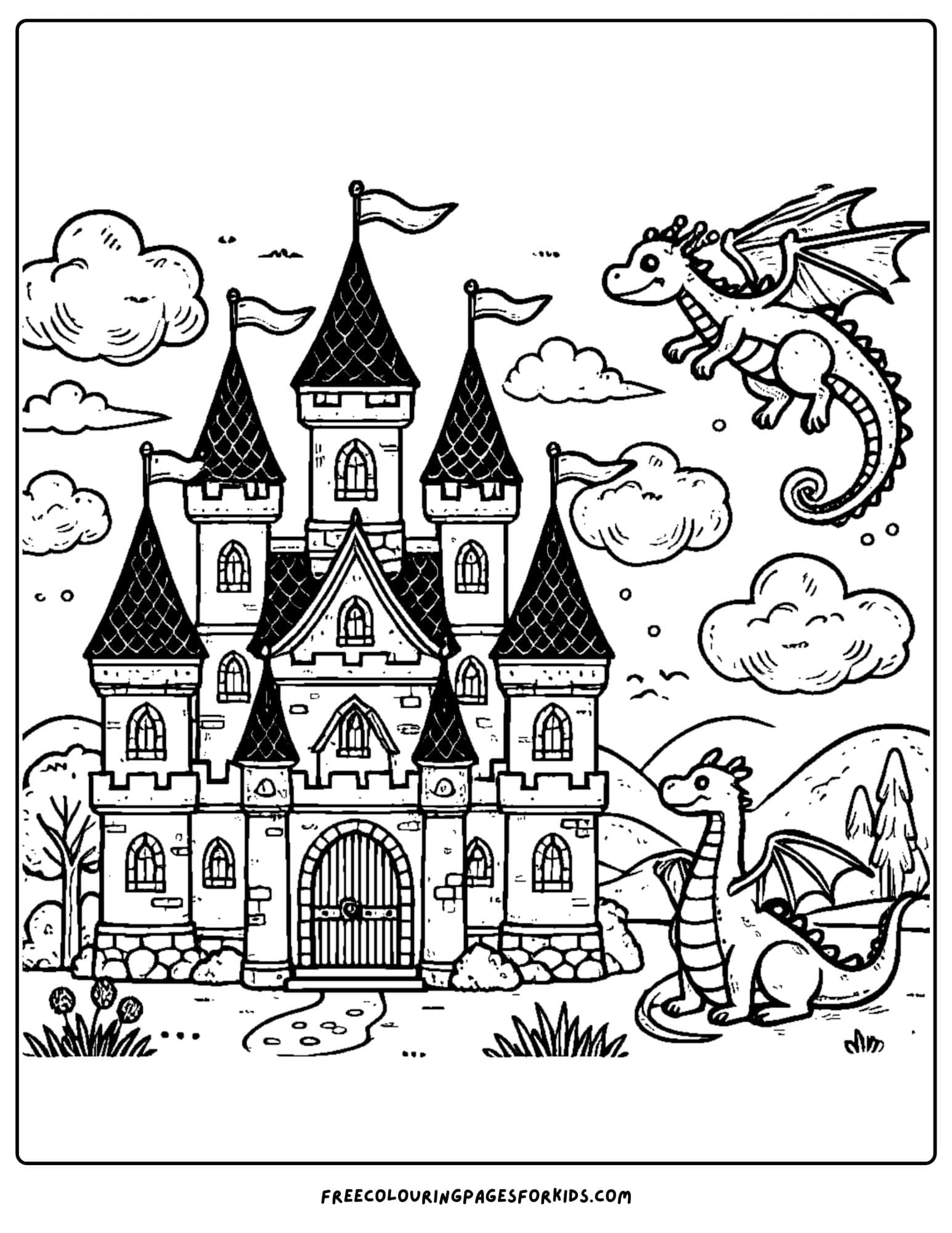 fantasy castle house coloring page