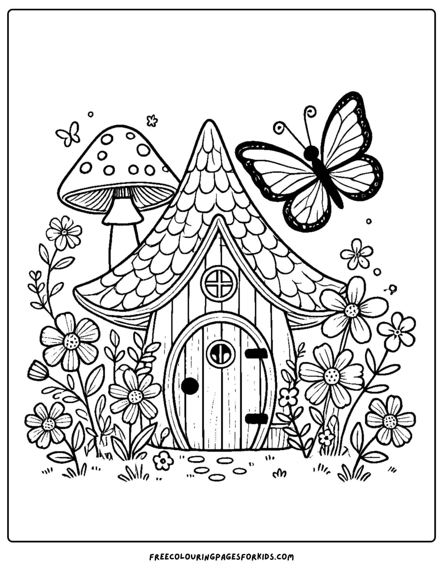 fairy house coloring page