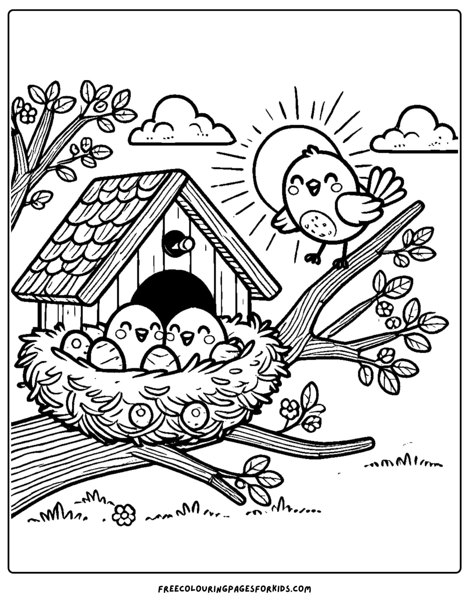 bird house coloring page