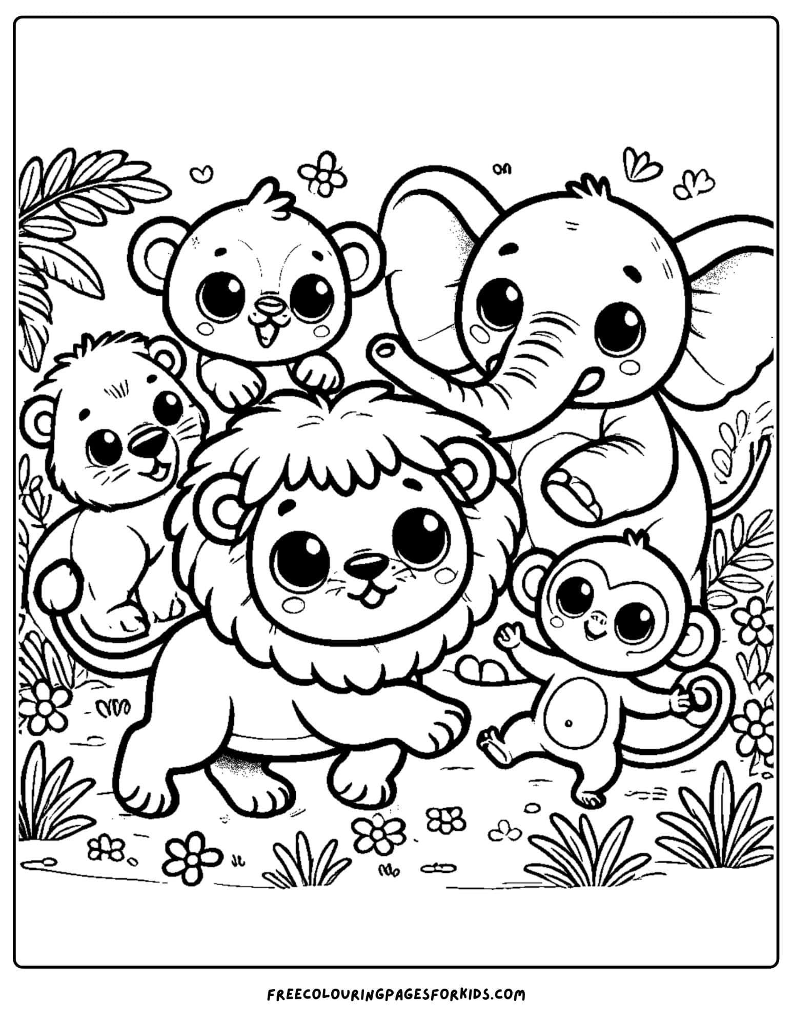 baby jungle animals coloring page