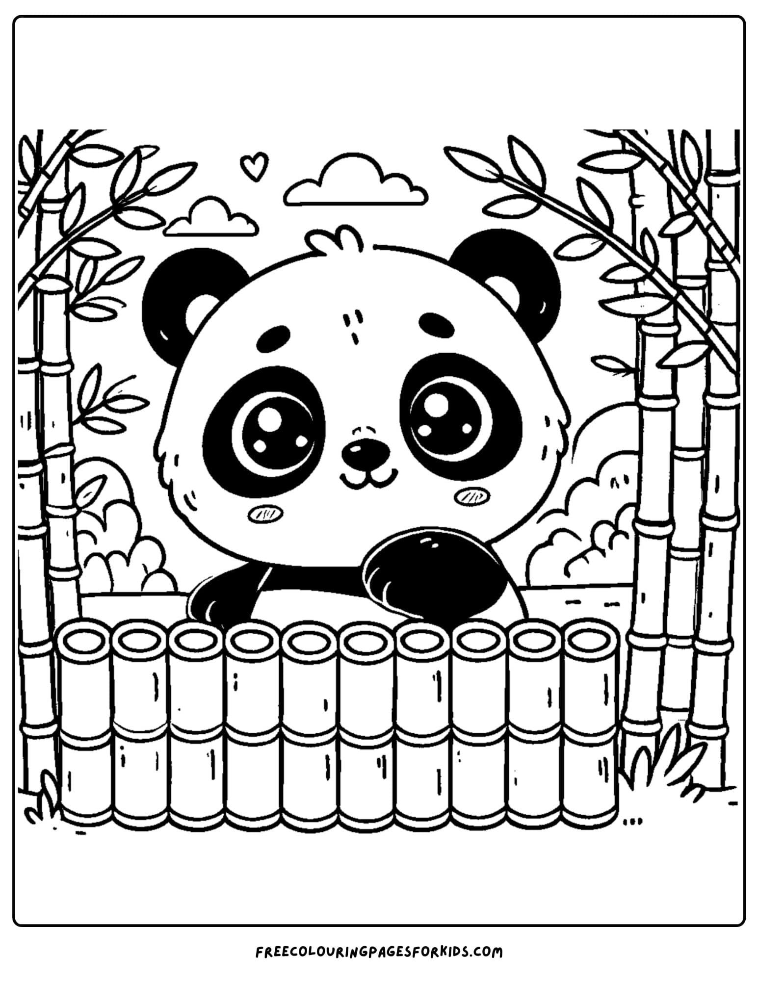 panda with bamboo wall coloring page