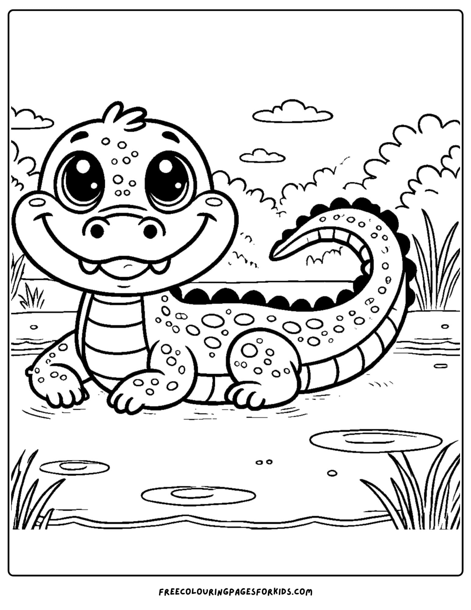 crocodile lounging around coloring page