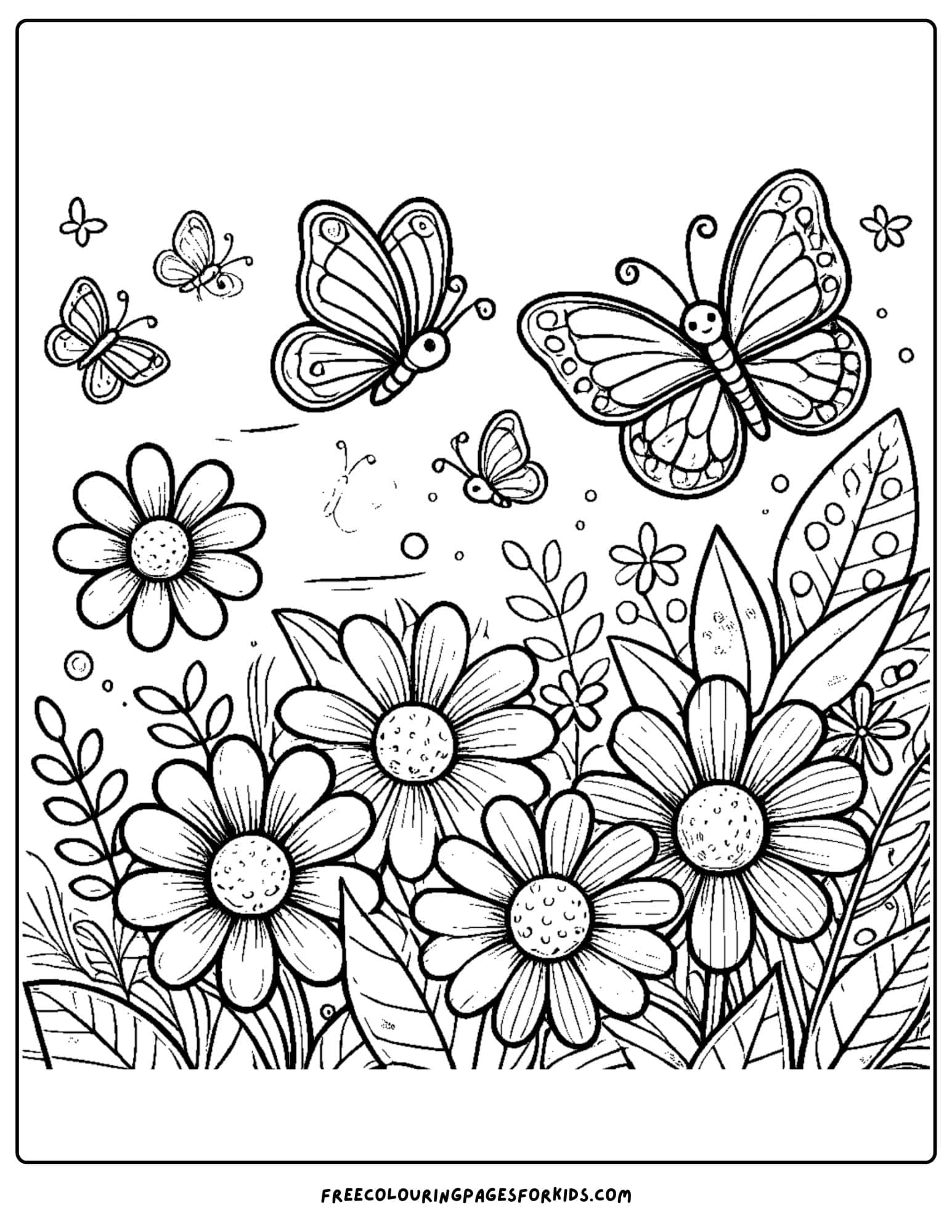 jungle flowers and butterflies coloring page