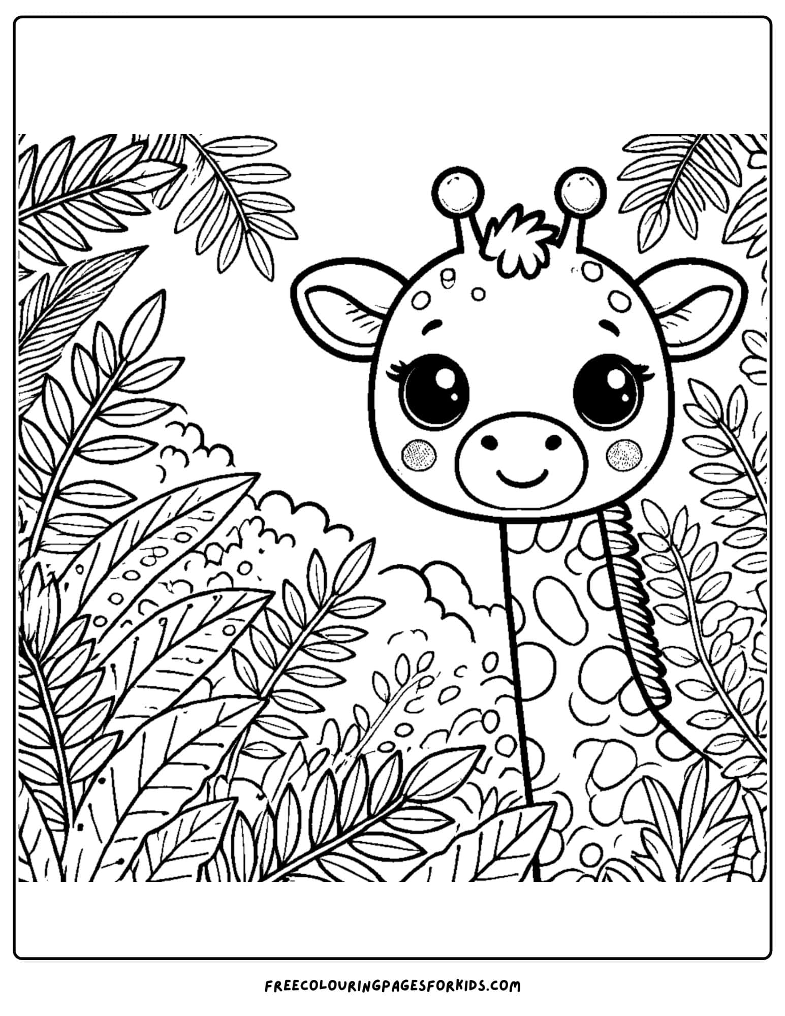 giraffe in the jungle coloring page