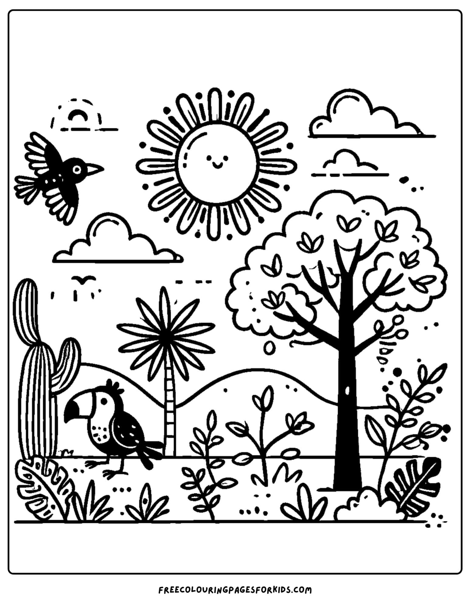 jungle sunset coloring page