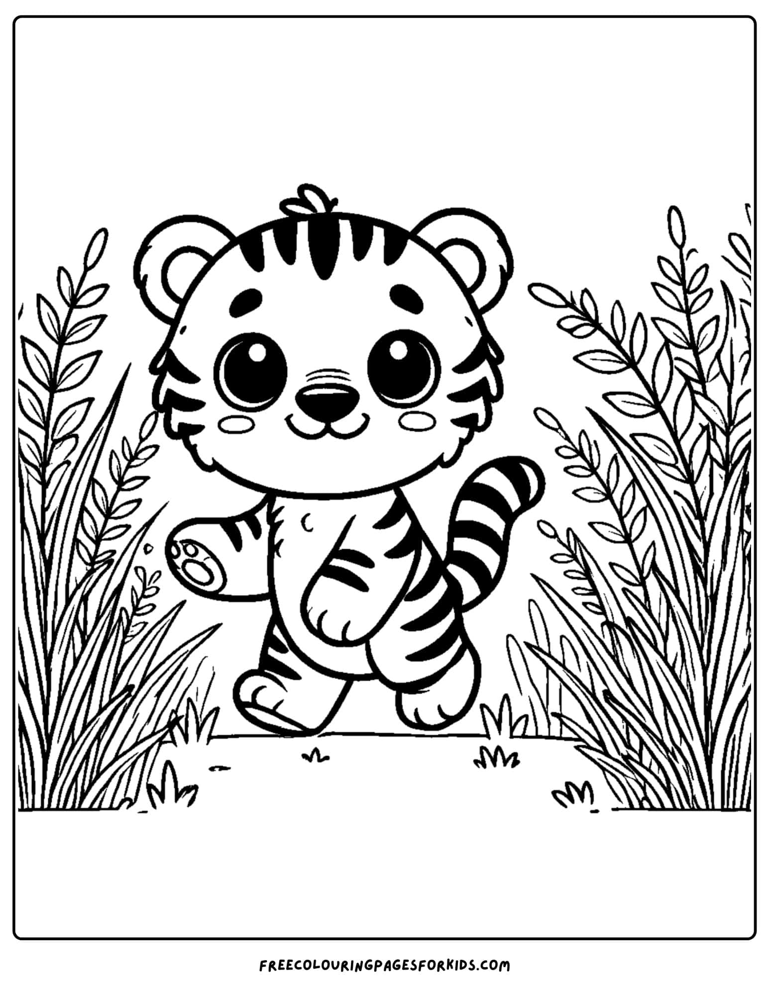 tiger in the jungle coloring page