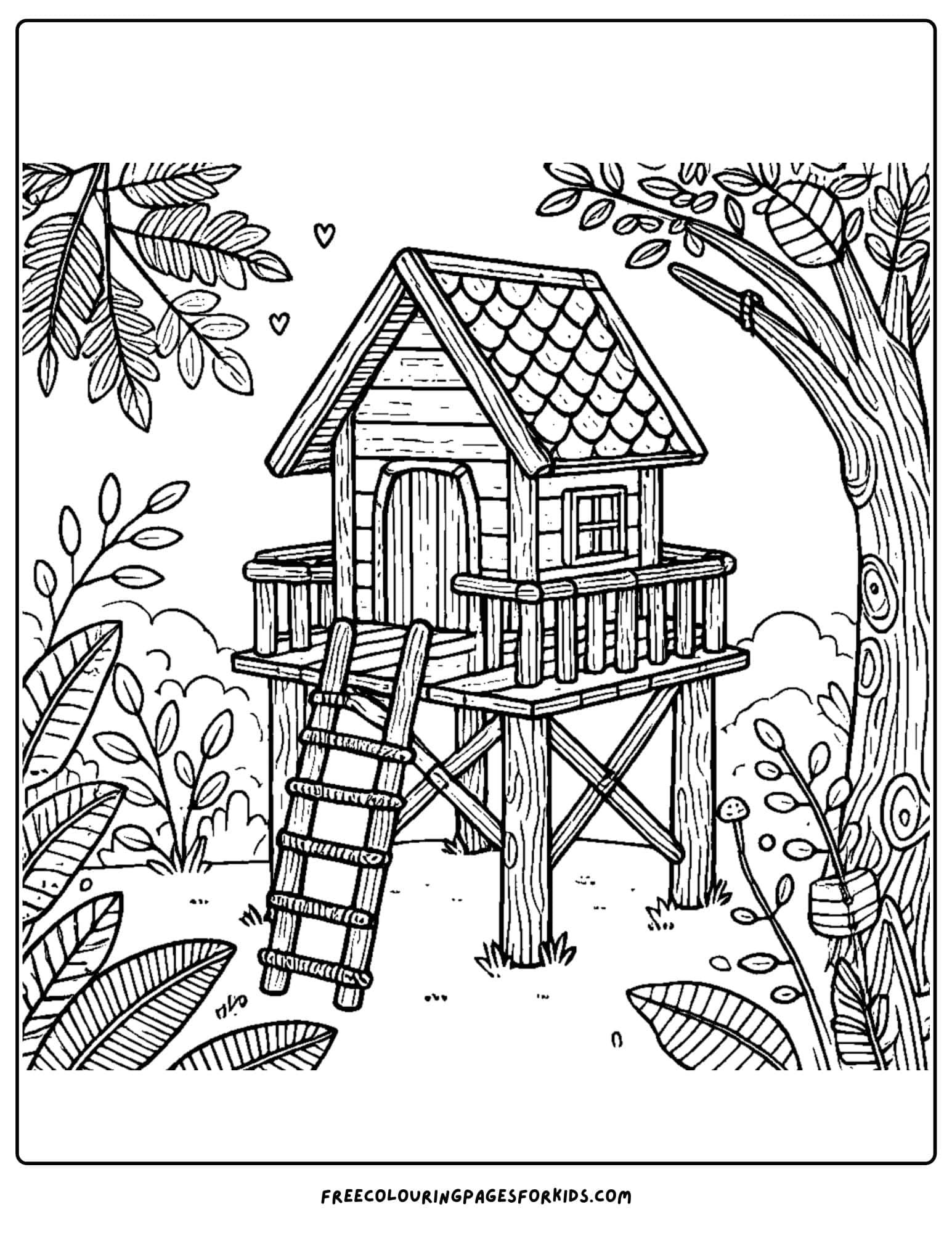 jungle tree house coloring page