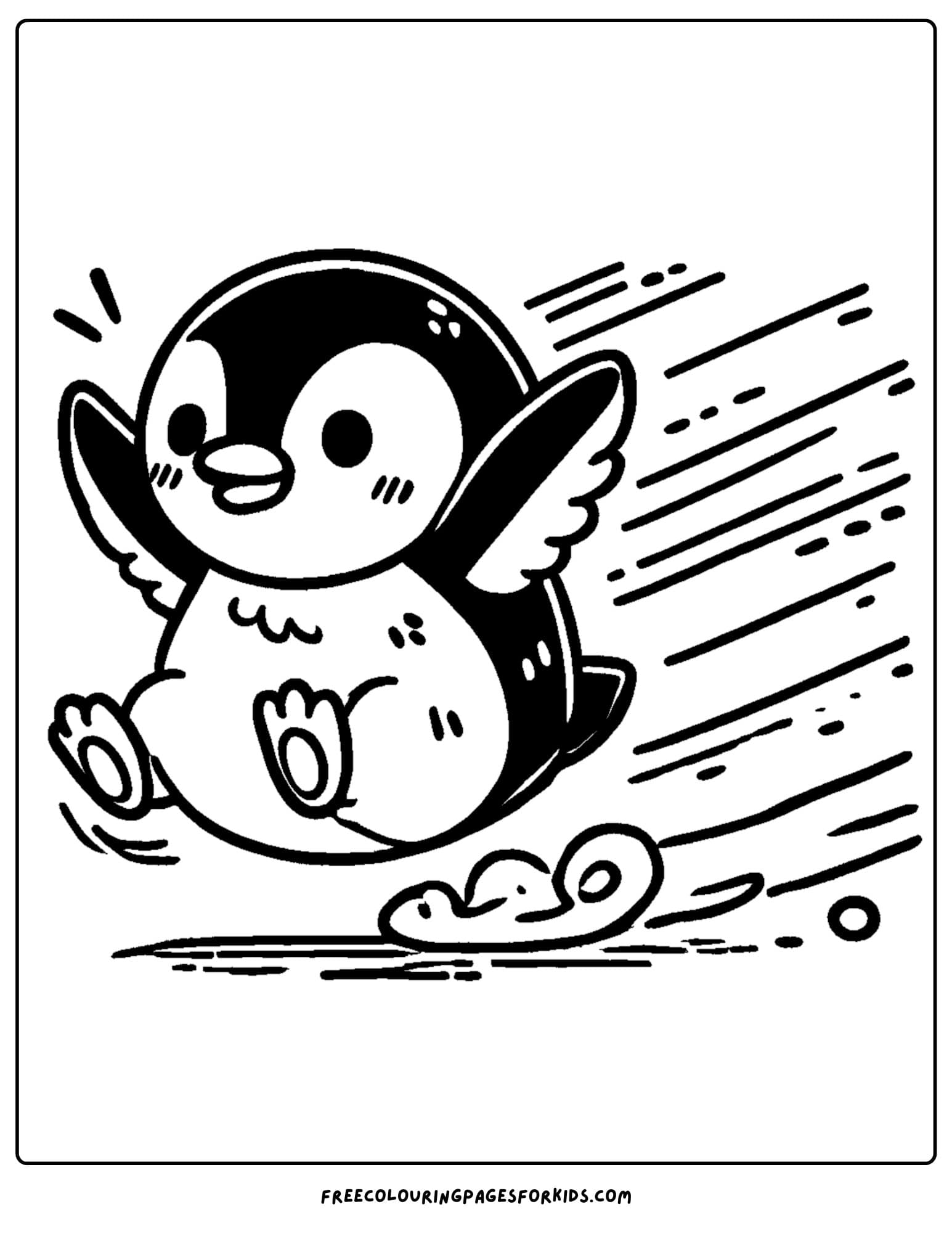 penguin flapping about coloring page