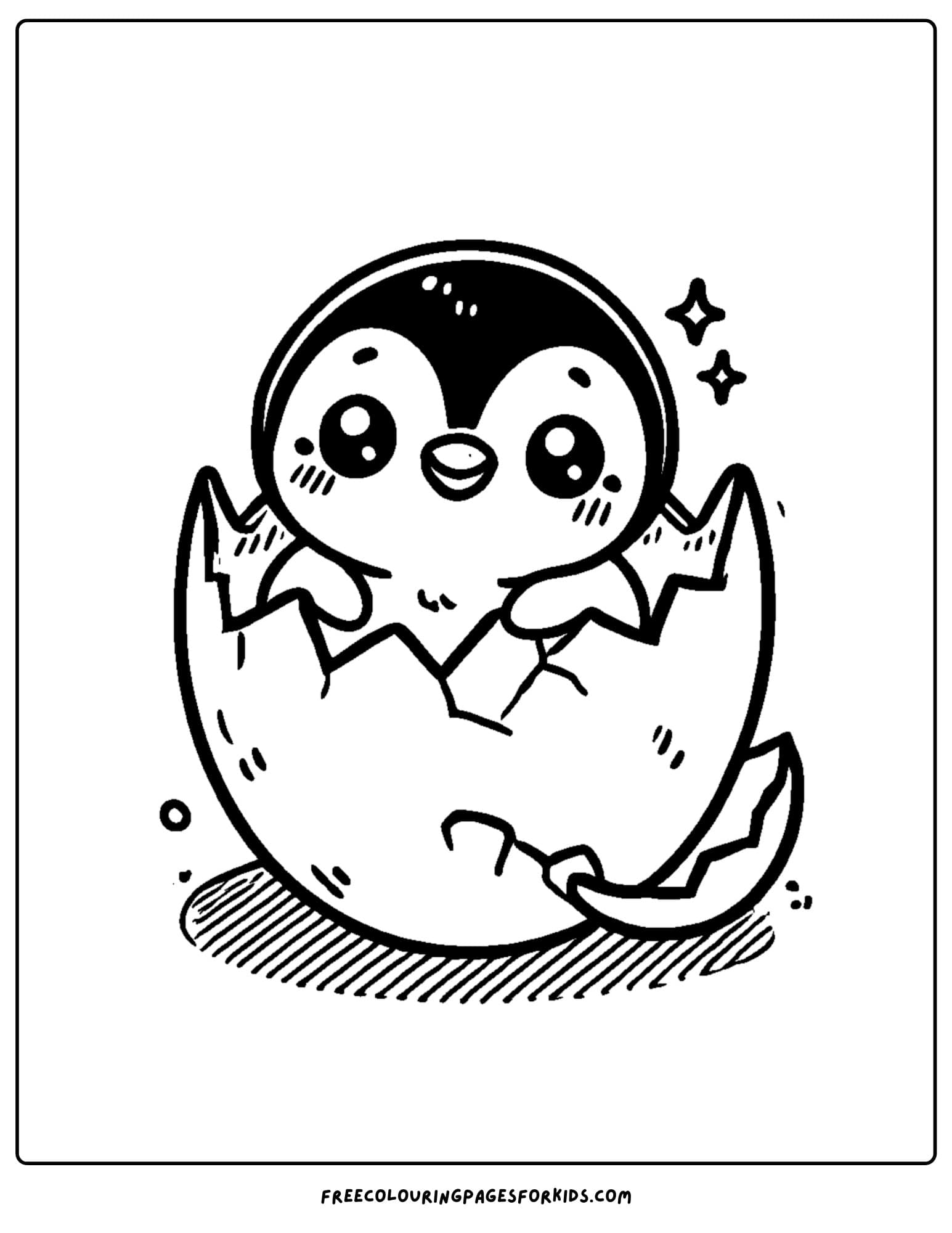 penguin hatching from an egg coloring page