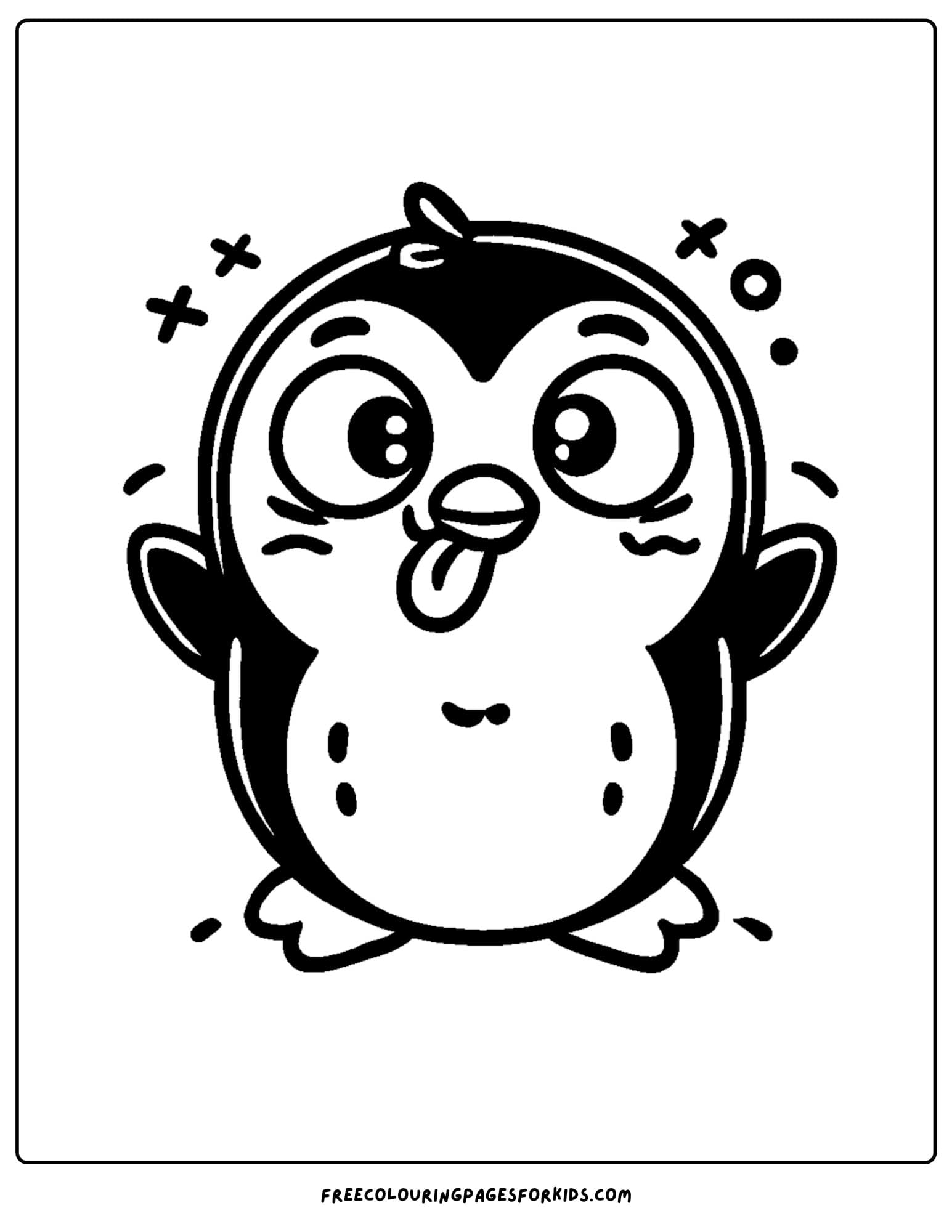 penguin making funny face coloring page