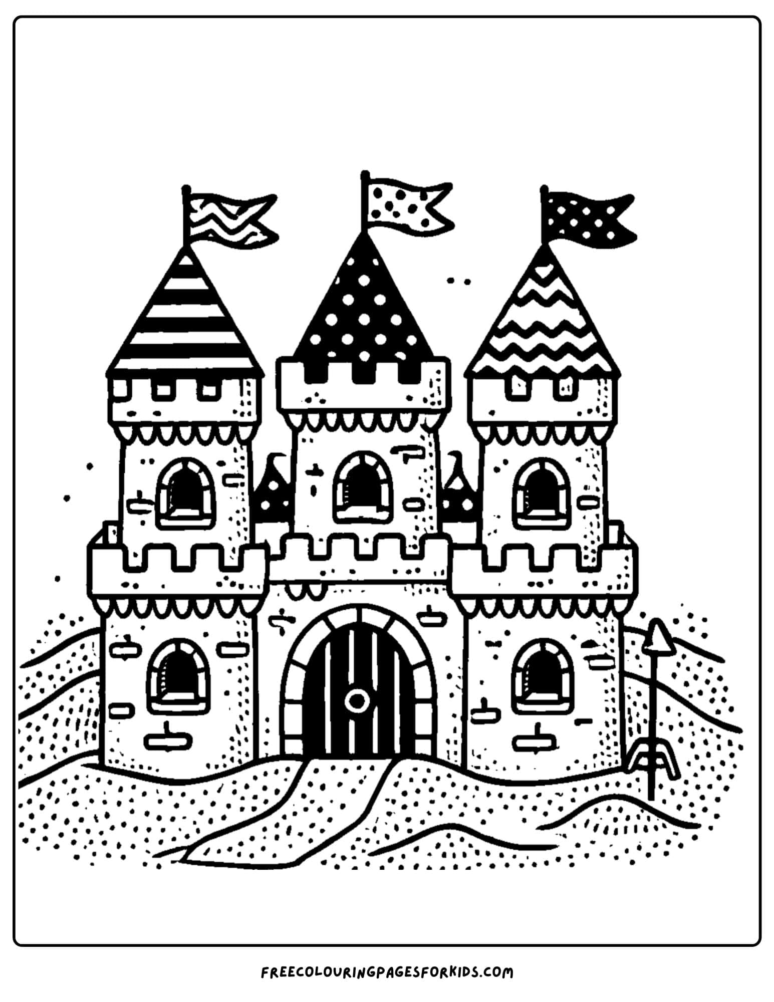 sandcastle detailed coloring page