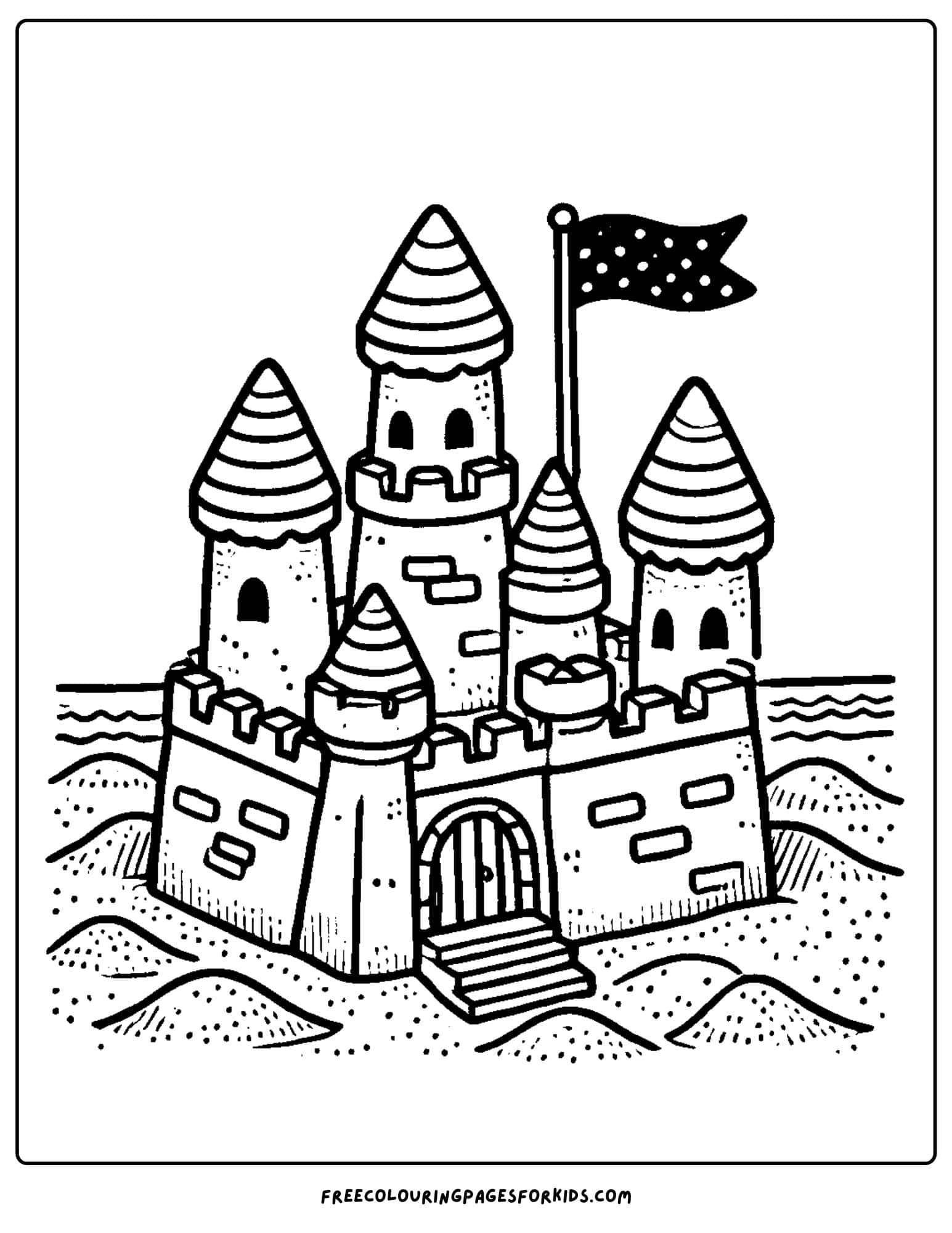 sandcastle in a simple design coloring page