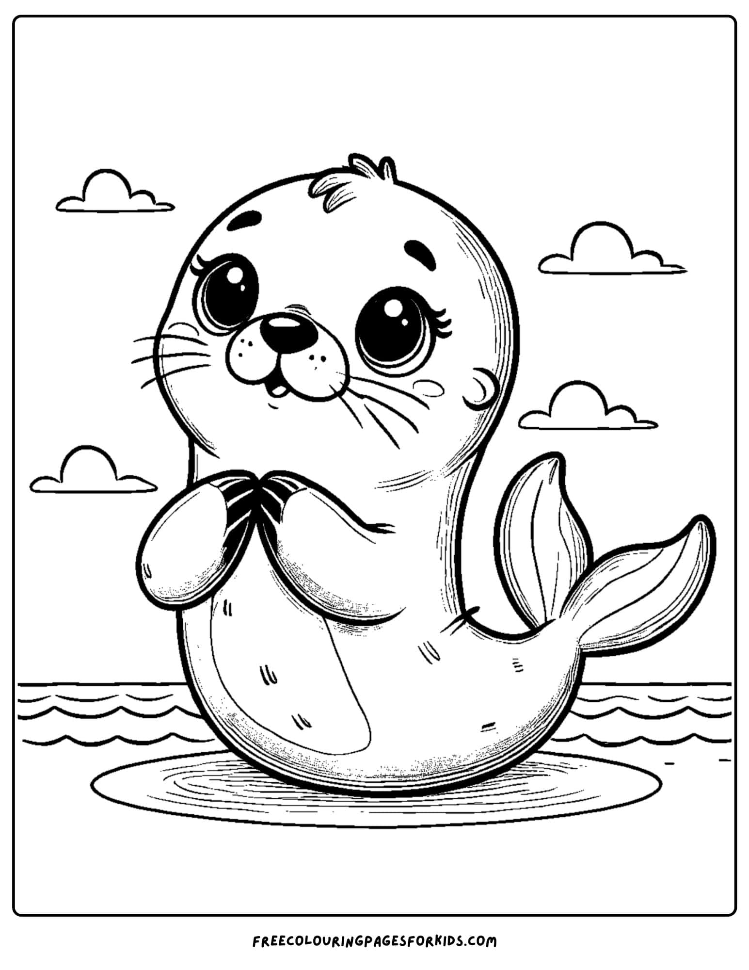 sea lion cliapping coloring page