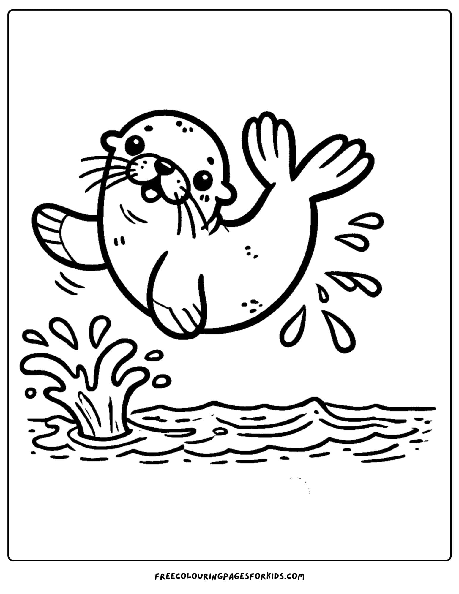 sea lion doing a flip coloring page