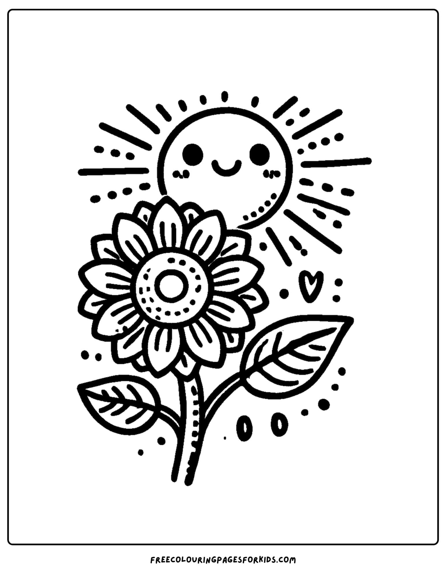 sunflower with the sun shining on it coloring page