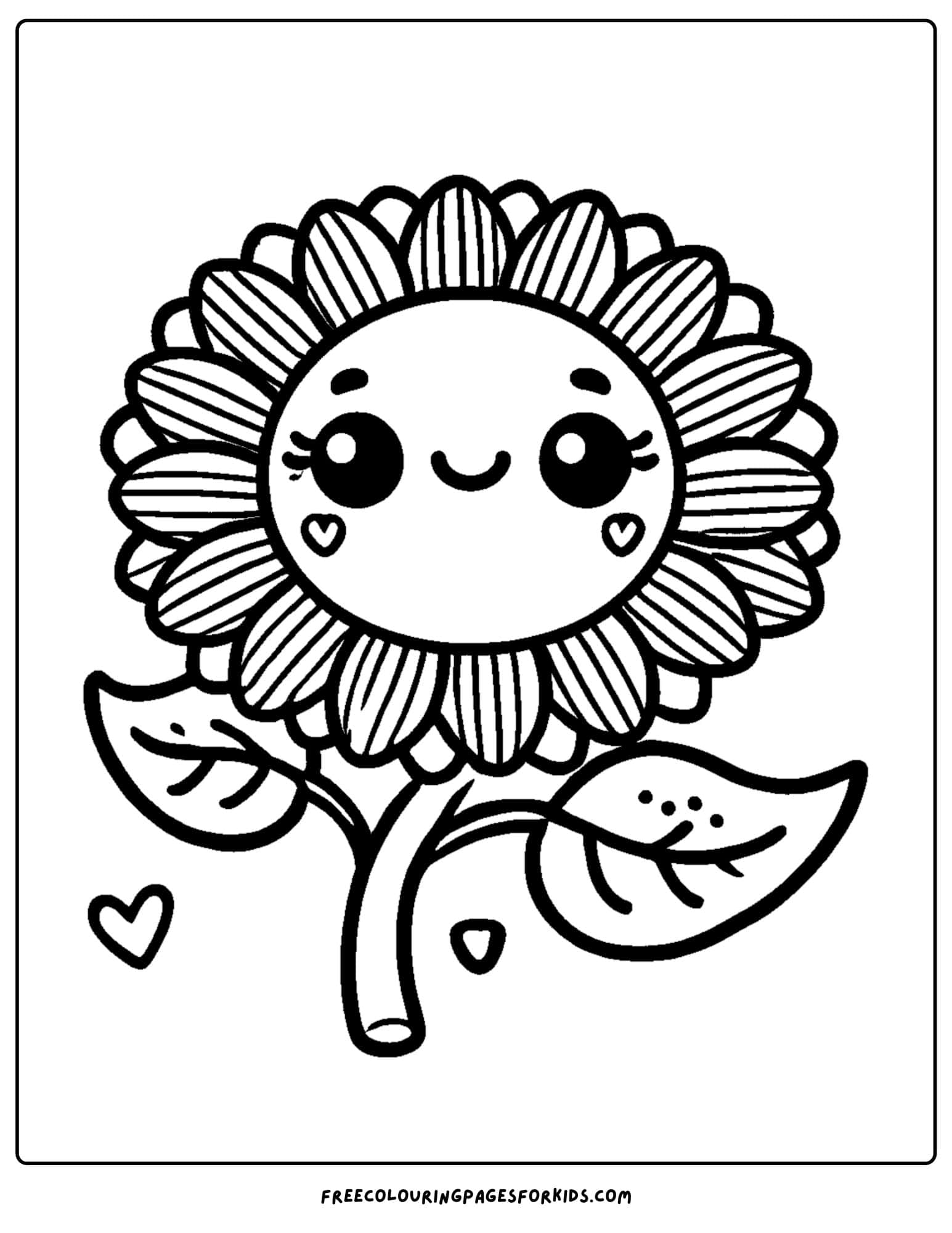 sunflower with a happy face coloring page