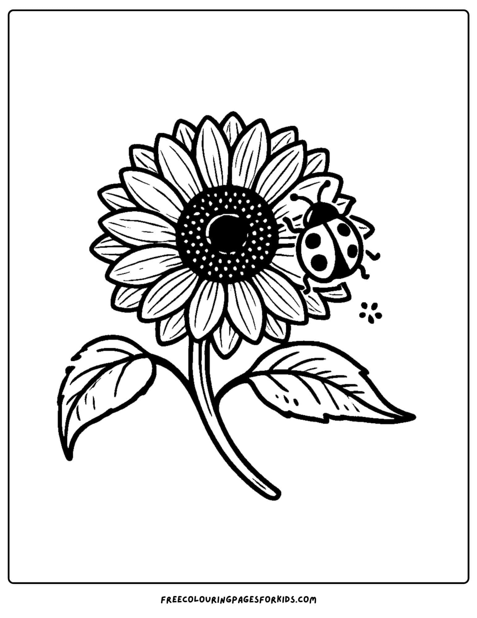 sunflower with a ladybug on it coloring page