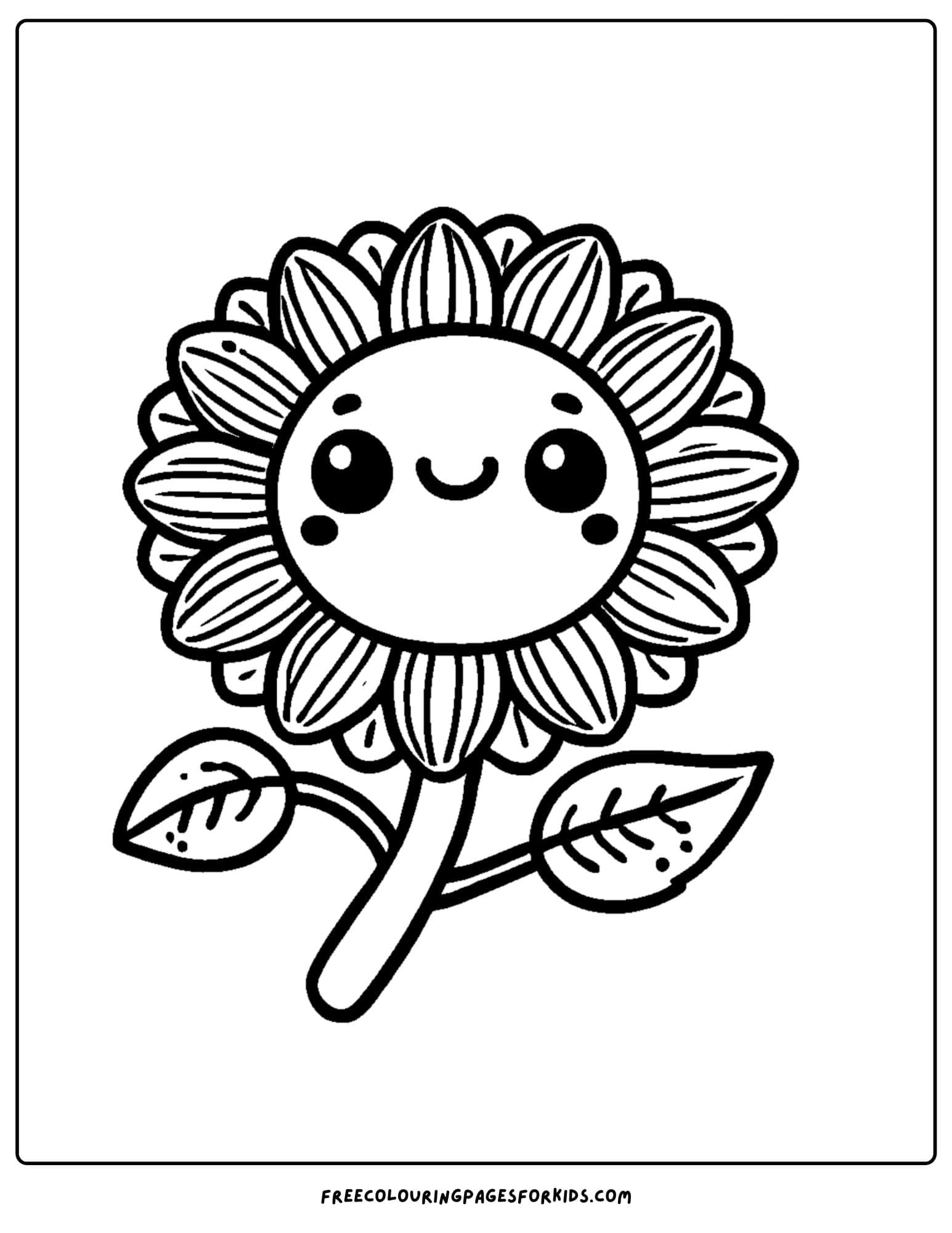 sunflower with a big smiling face coloring page