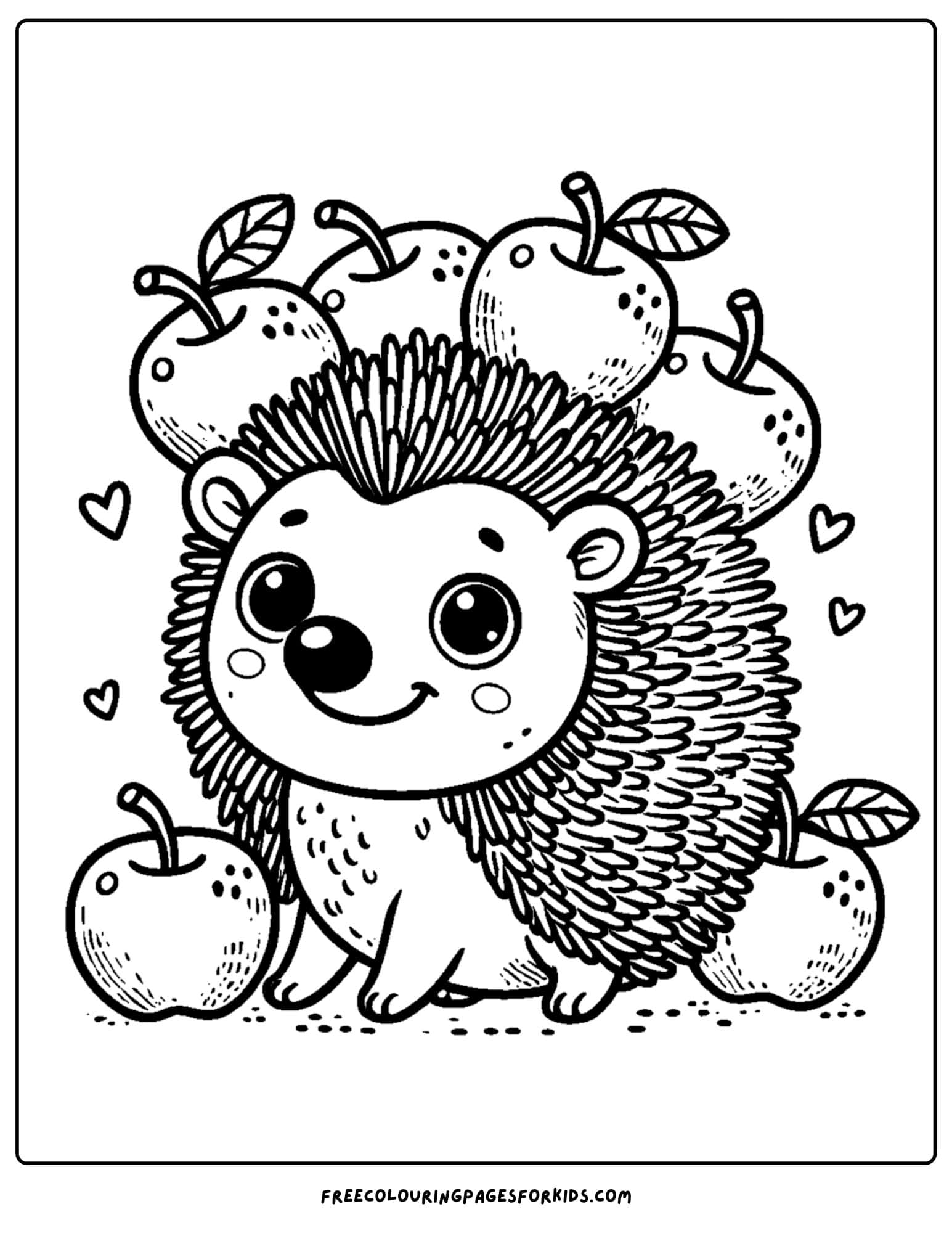 a hedgehog carrying apples