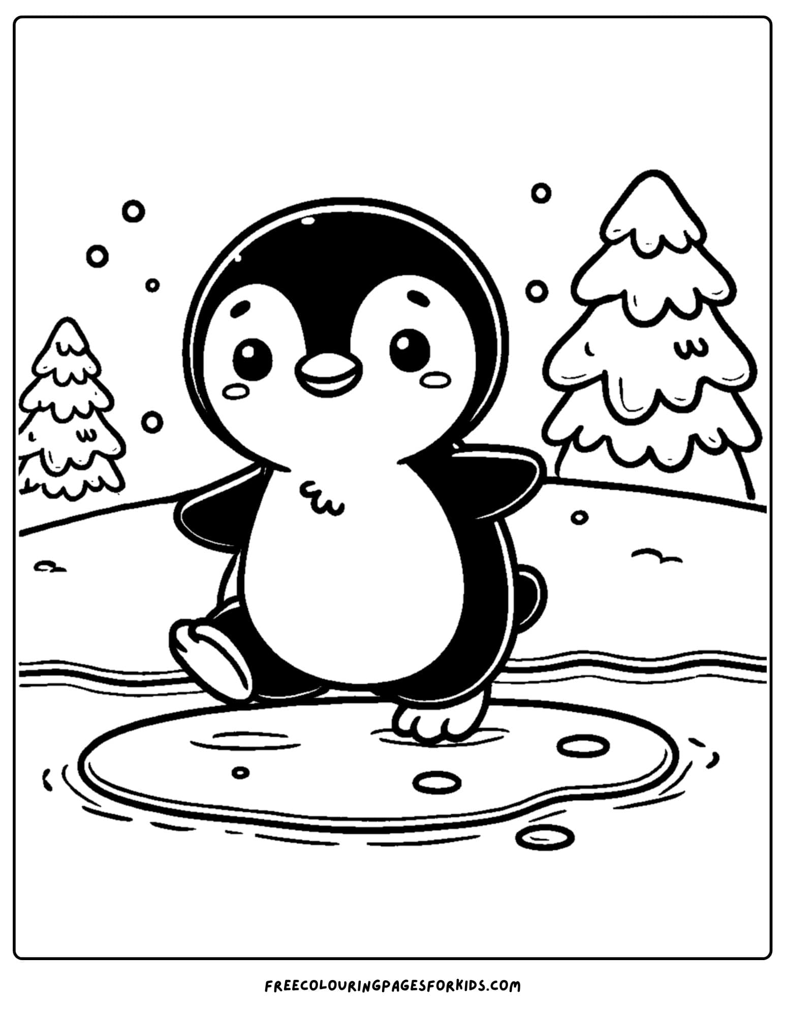 a penguin walking in the snow