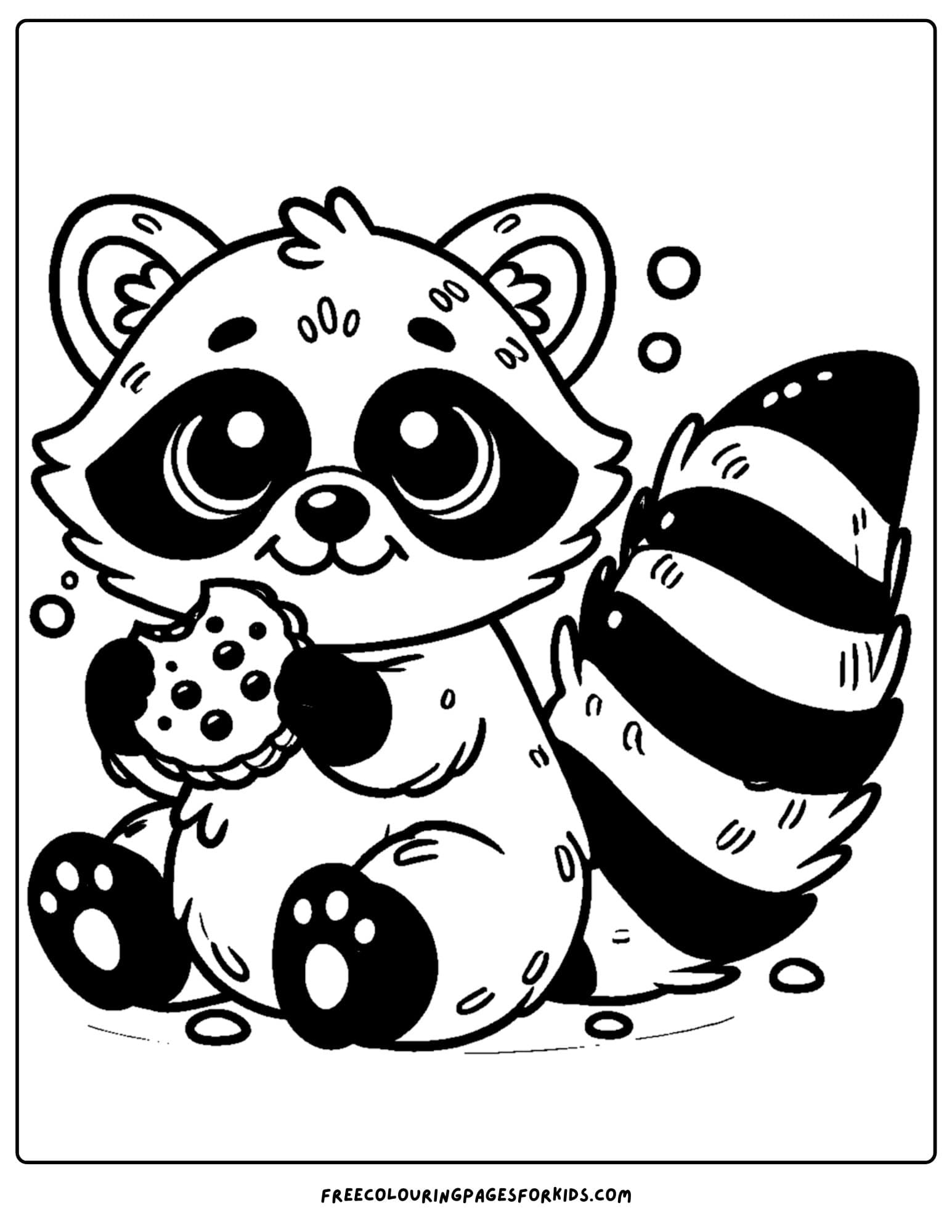 a raccoon holding a cookie