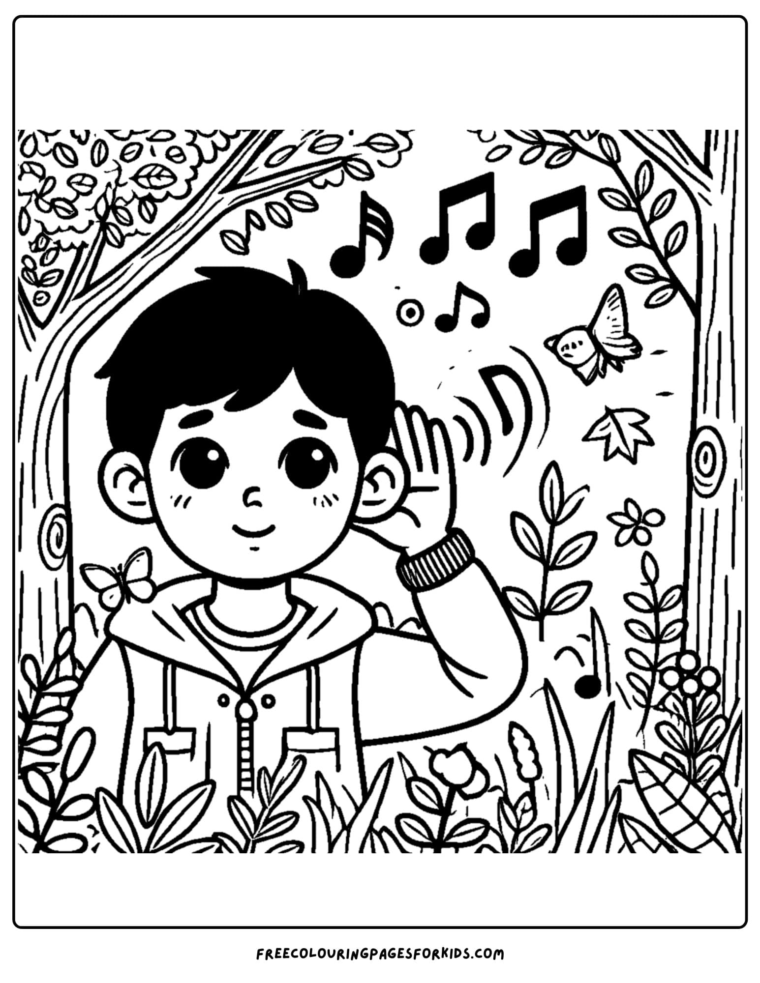 bushwalking coloring page while listening to nature