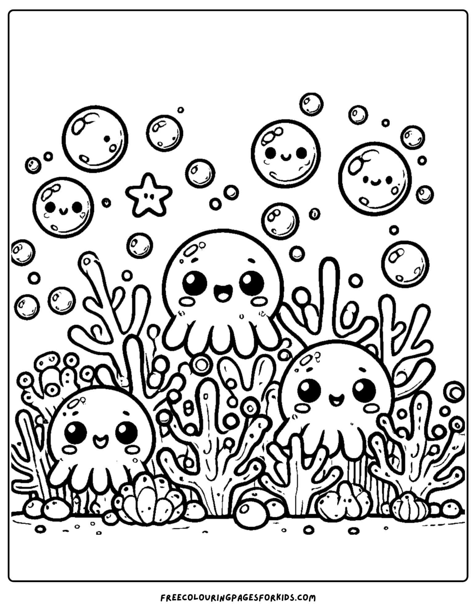 coral and bubbles coloring page