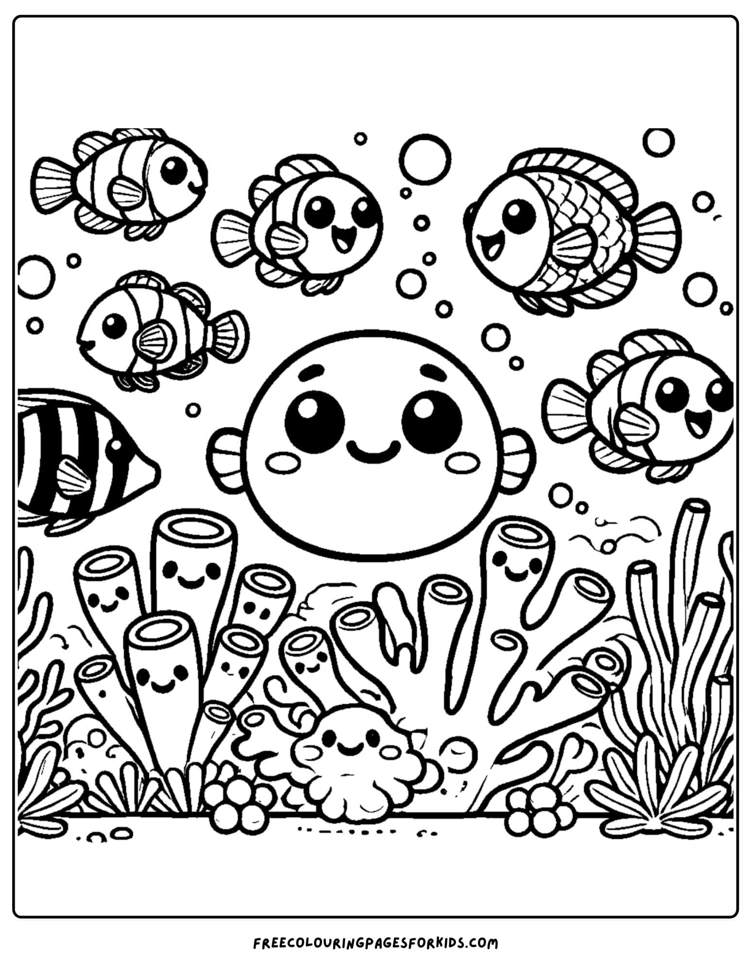 coral fish having fun coloring page