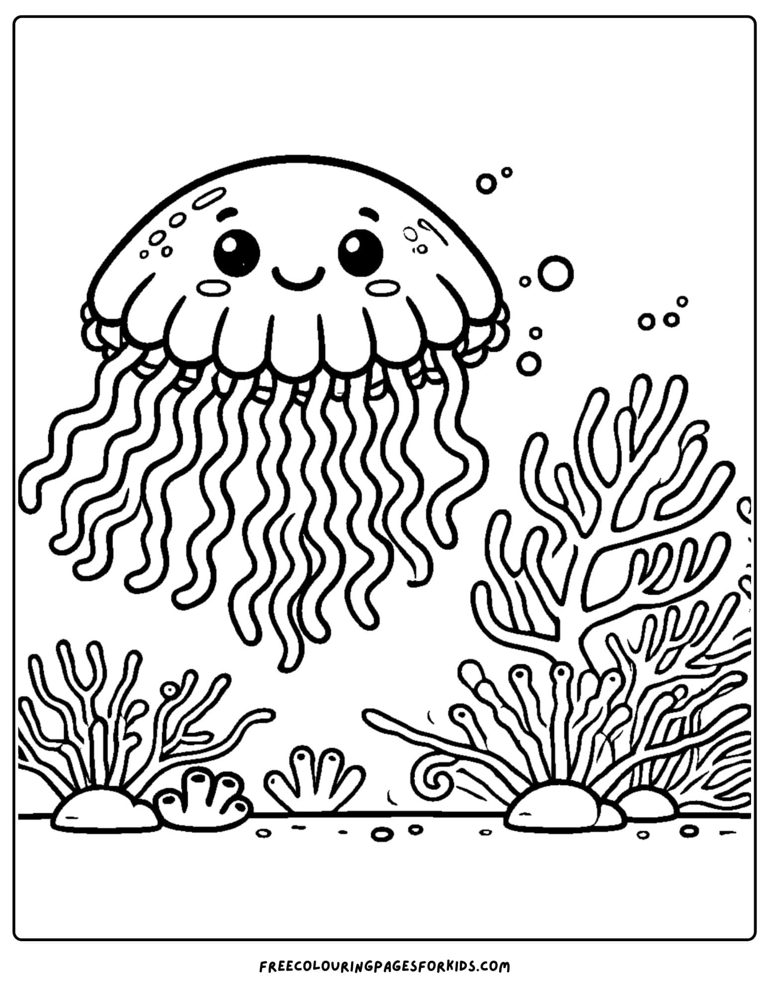 a jellyfish and coral coloring page