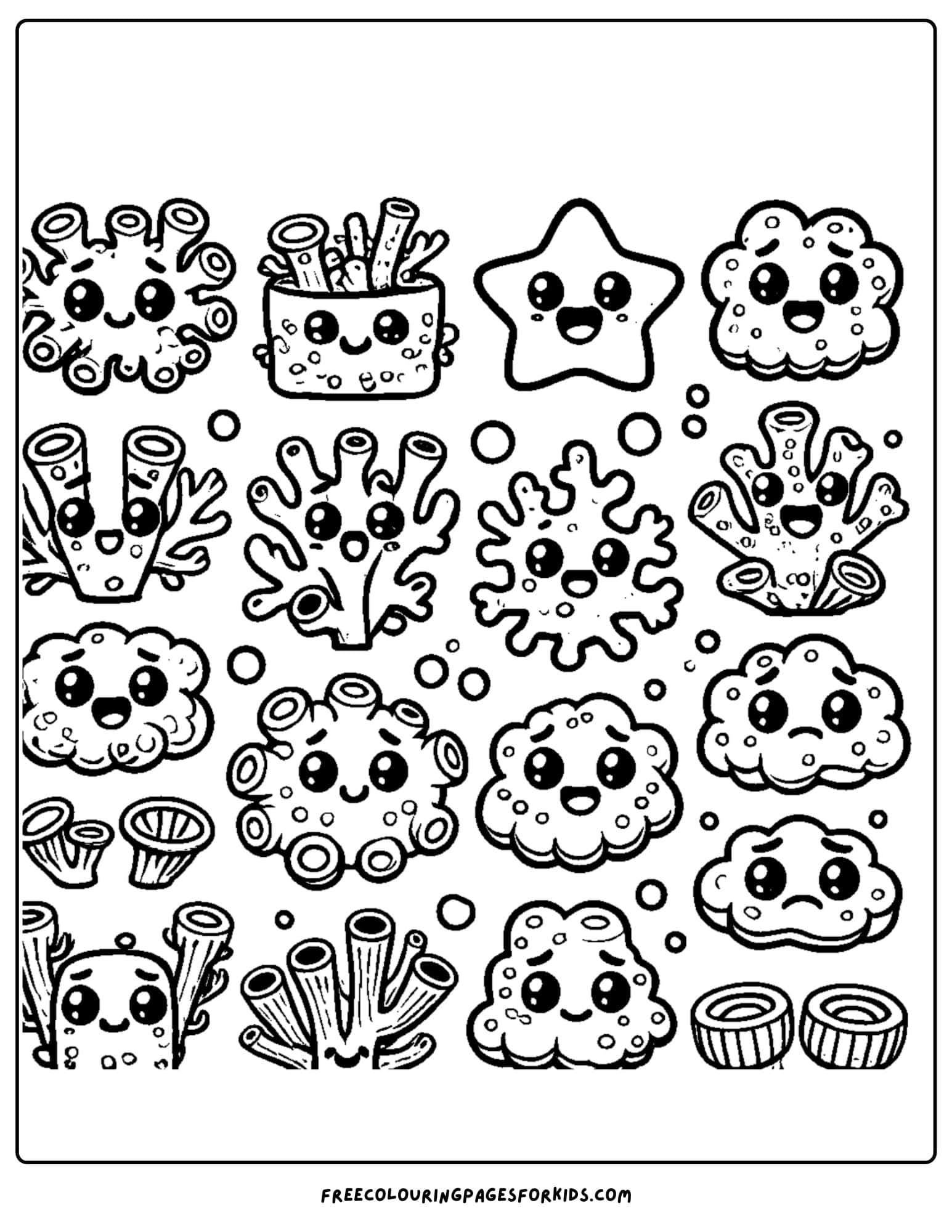 coral making silly faces coloring page