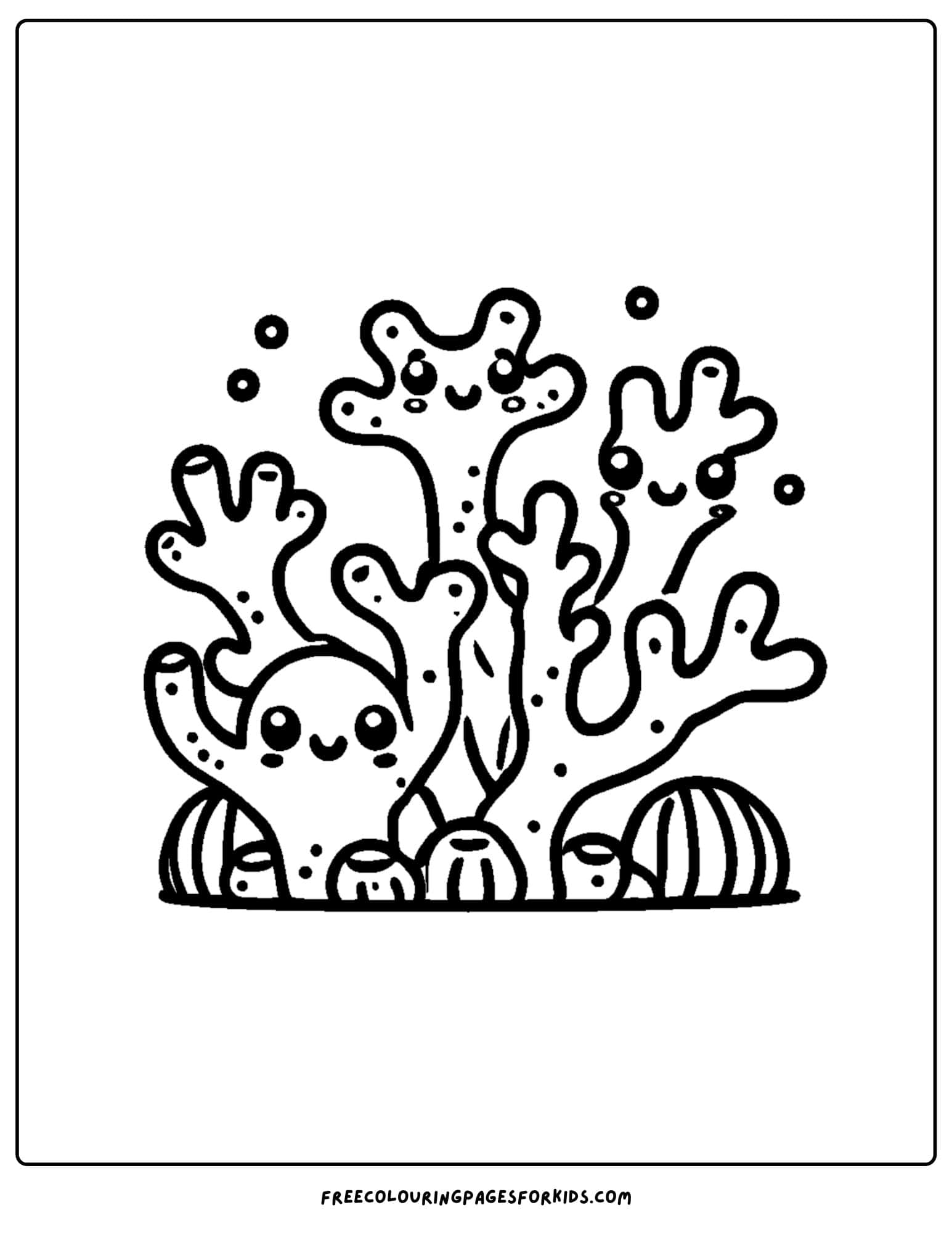 smiling coral coloring page