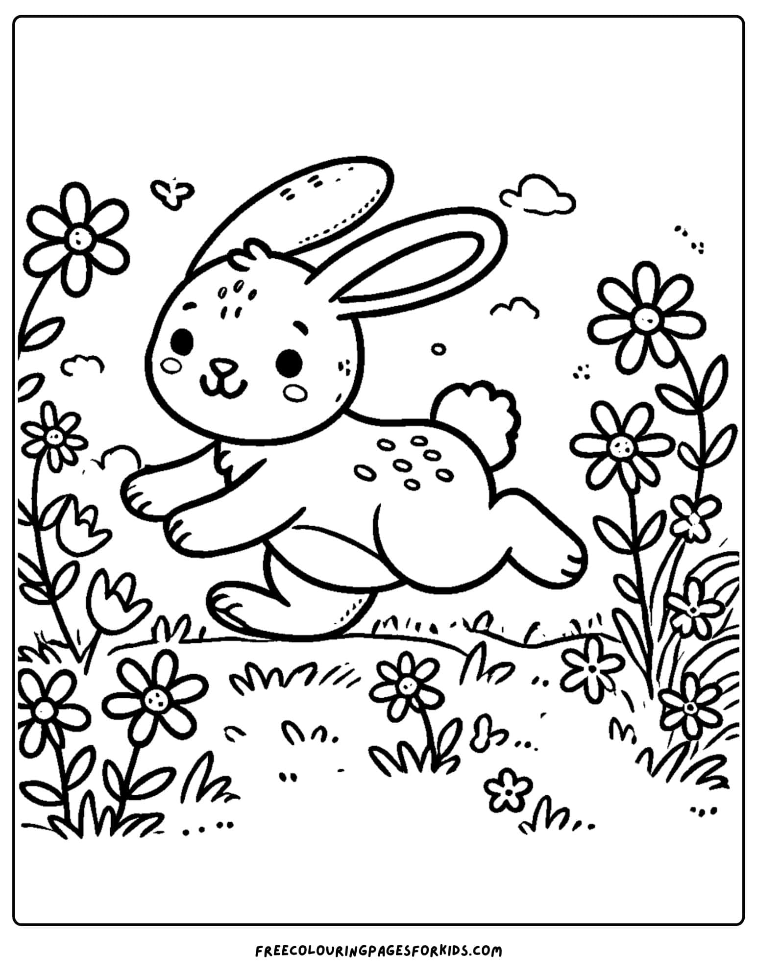 a rabbit in the garden coloring page